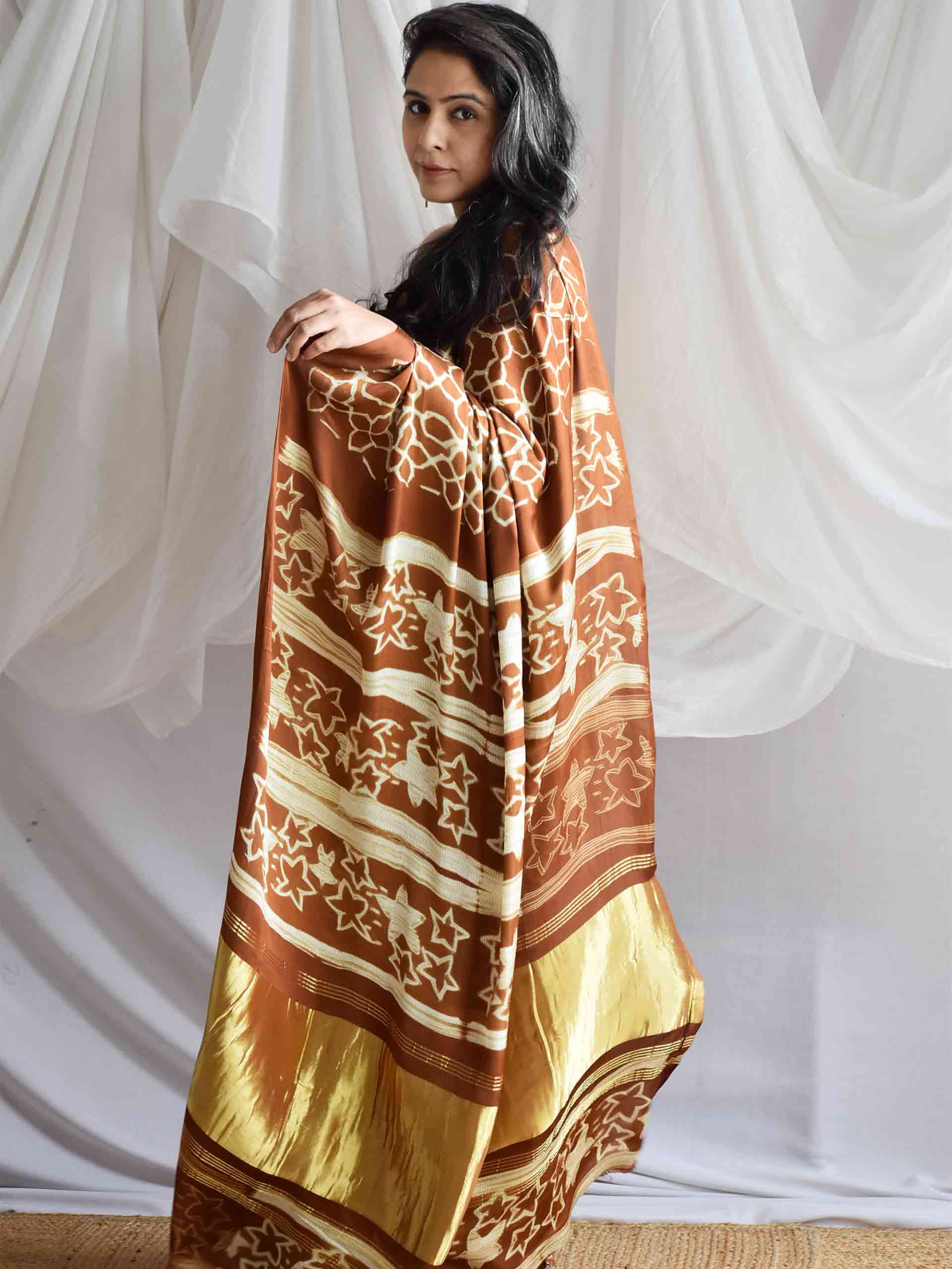 Choco la - Shibori Modal silk saree