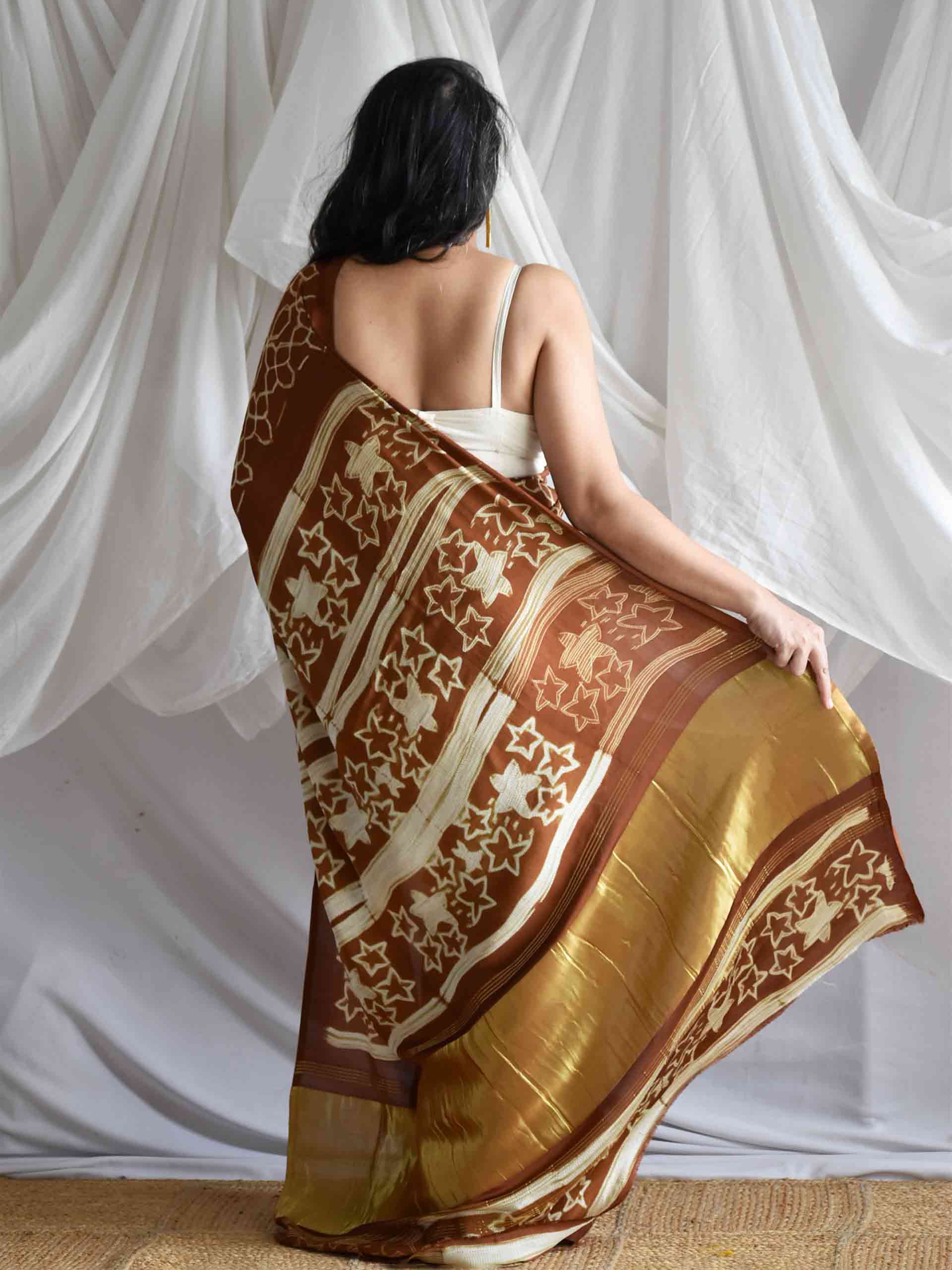 Choco la - Shibori Modal silk saree