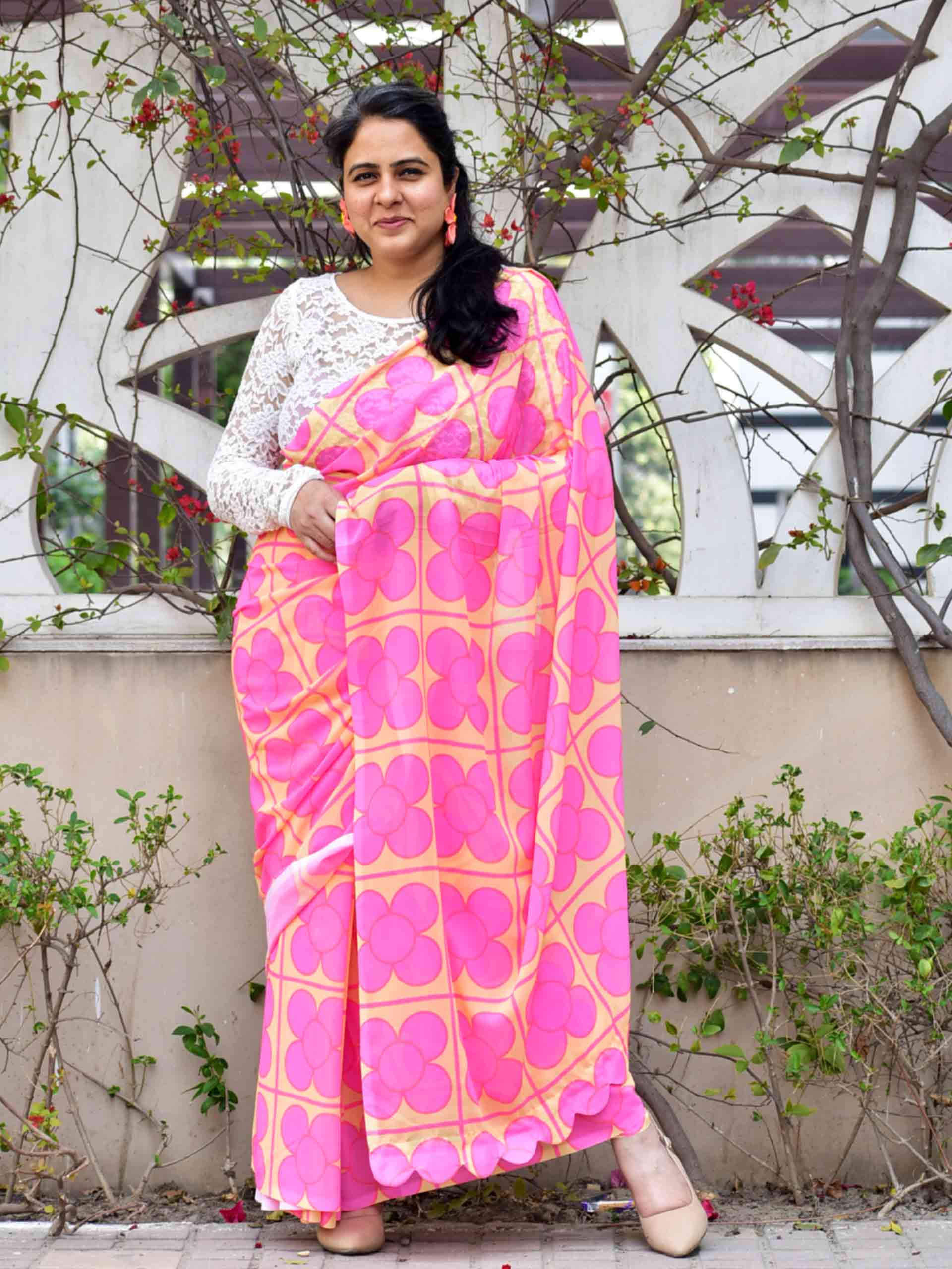 Floral Fusion - Georgette saree