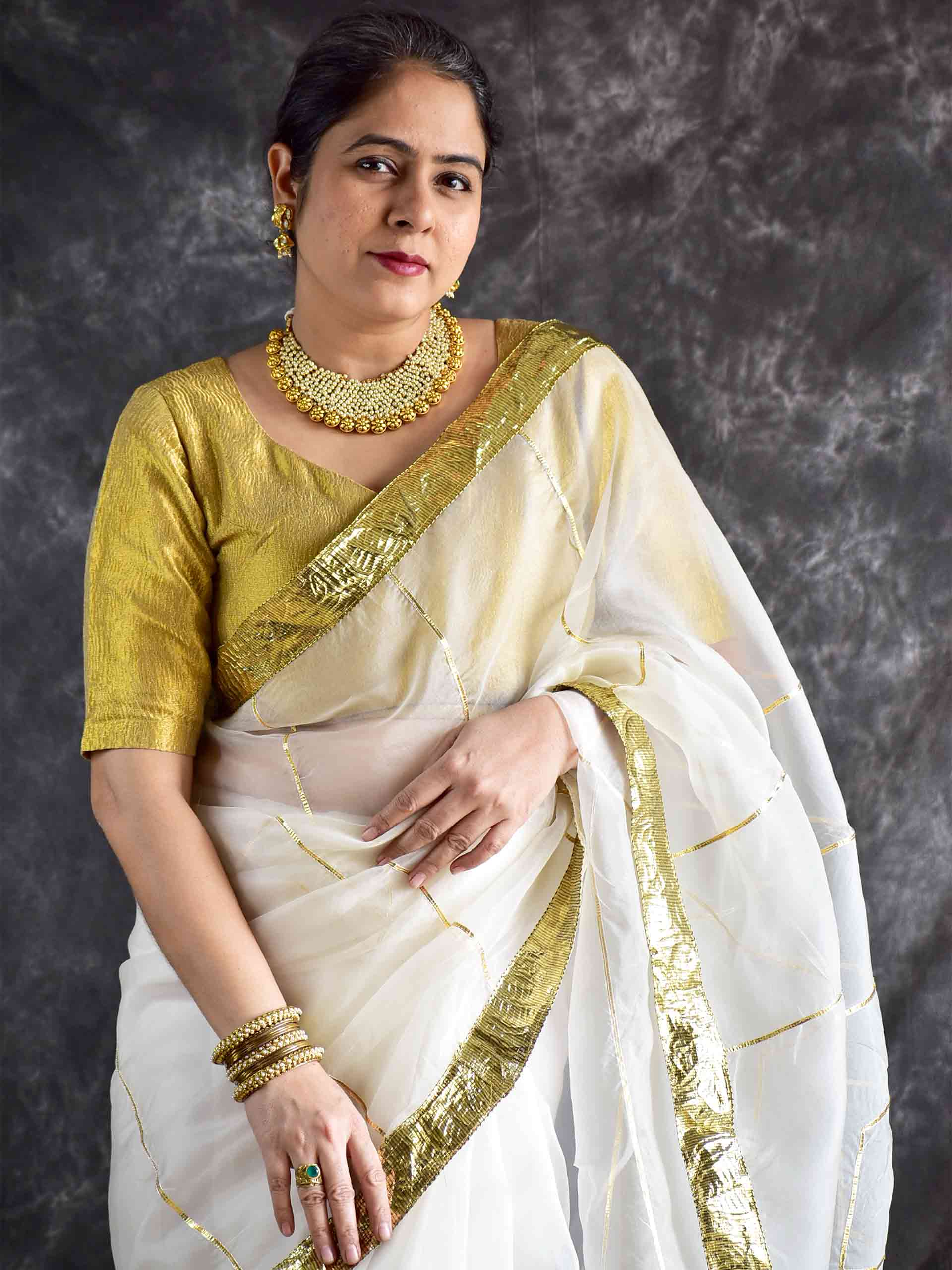 Mogra - Organza Silk saree