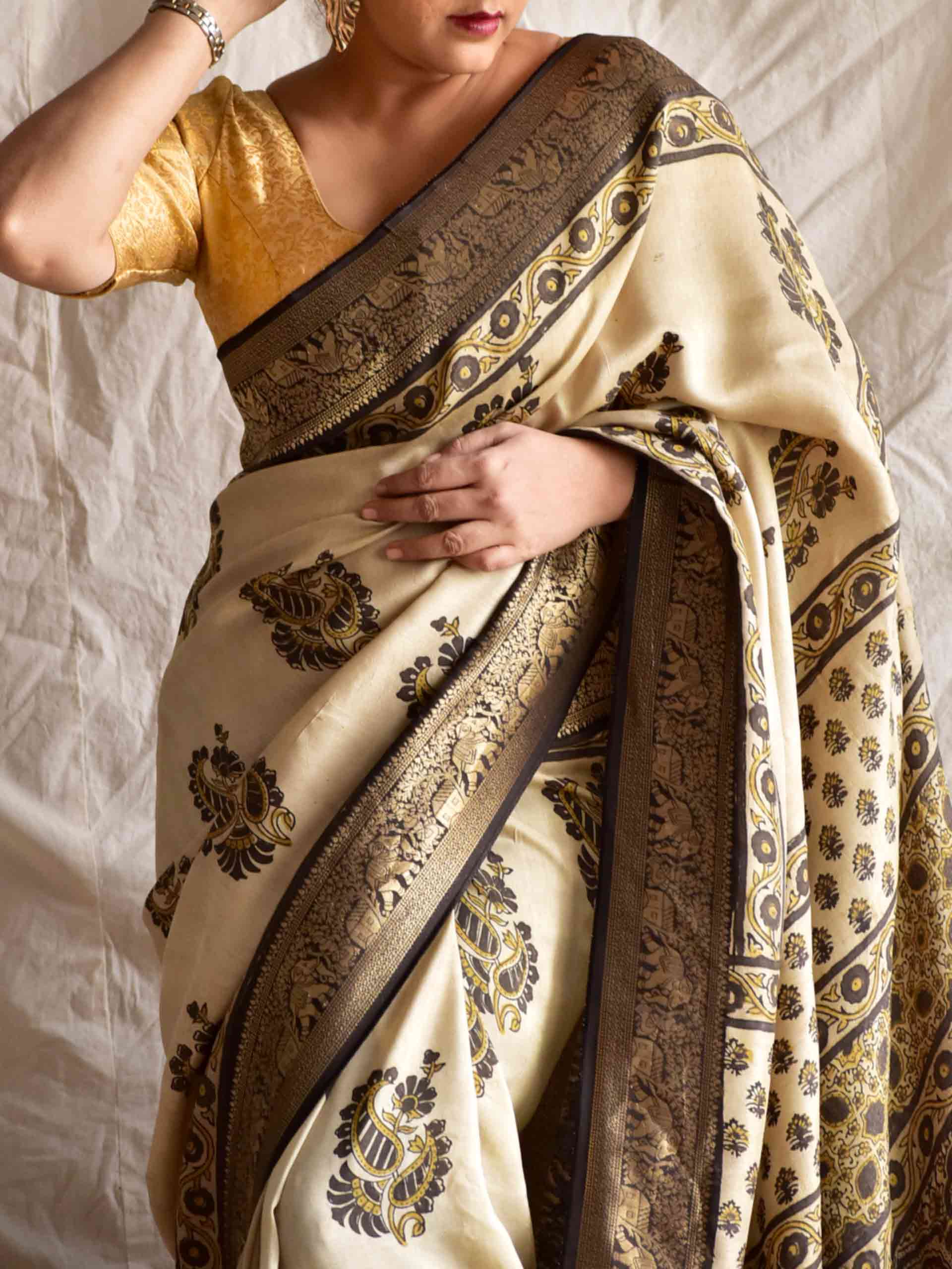 Olia - Ajrakh Dola silk zari pallu saree