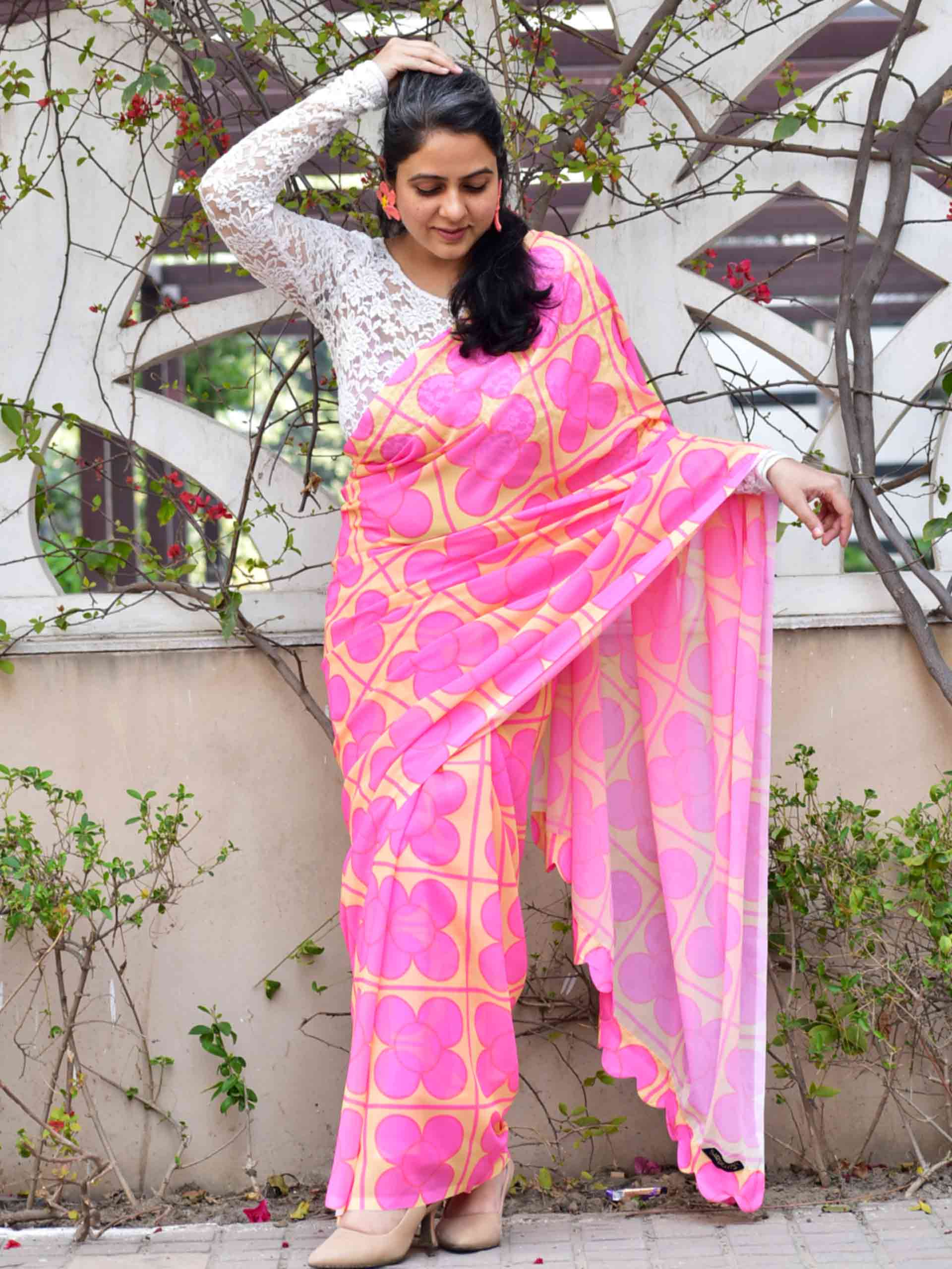 Floral Fusion - Georgette saree