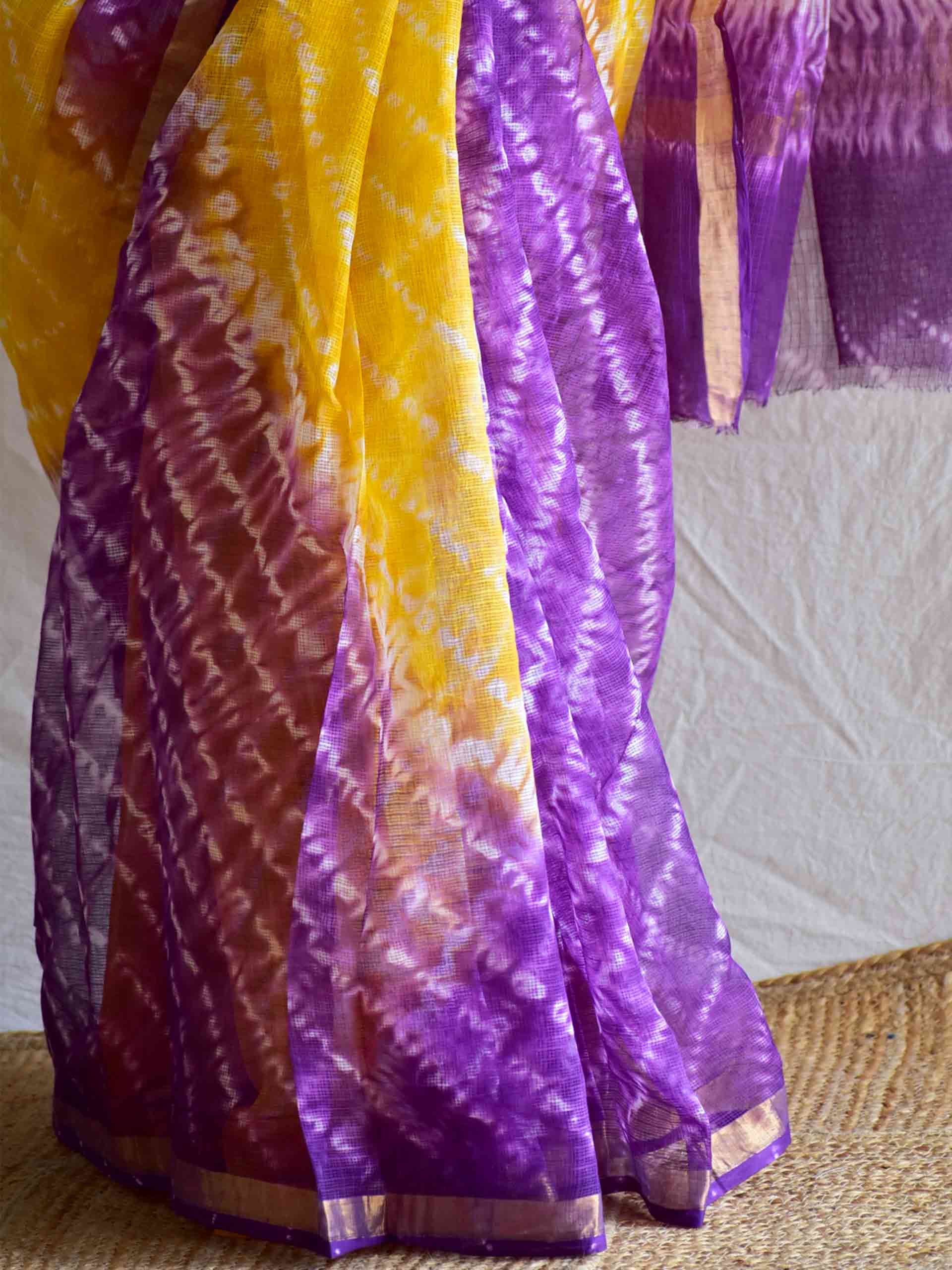 Colour purple - Dabu Kota Doria Saree