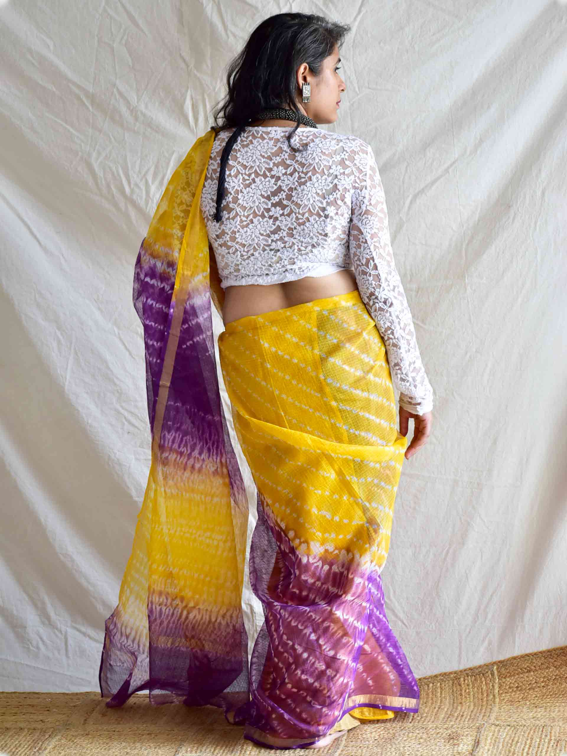 Colour purple - Dabu Kota Doria Saree