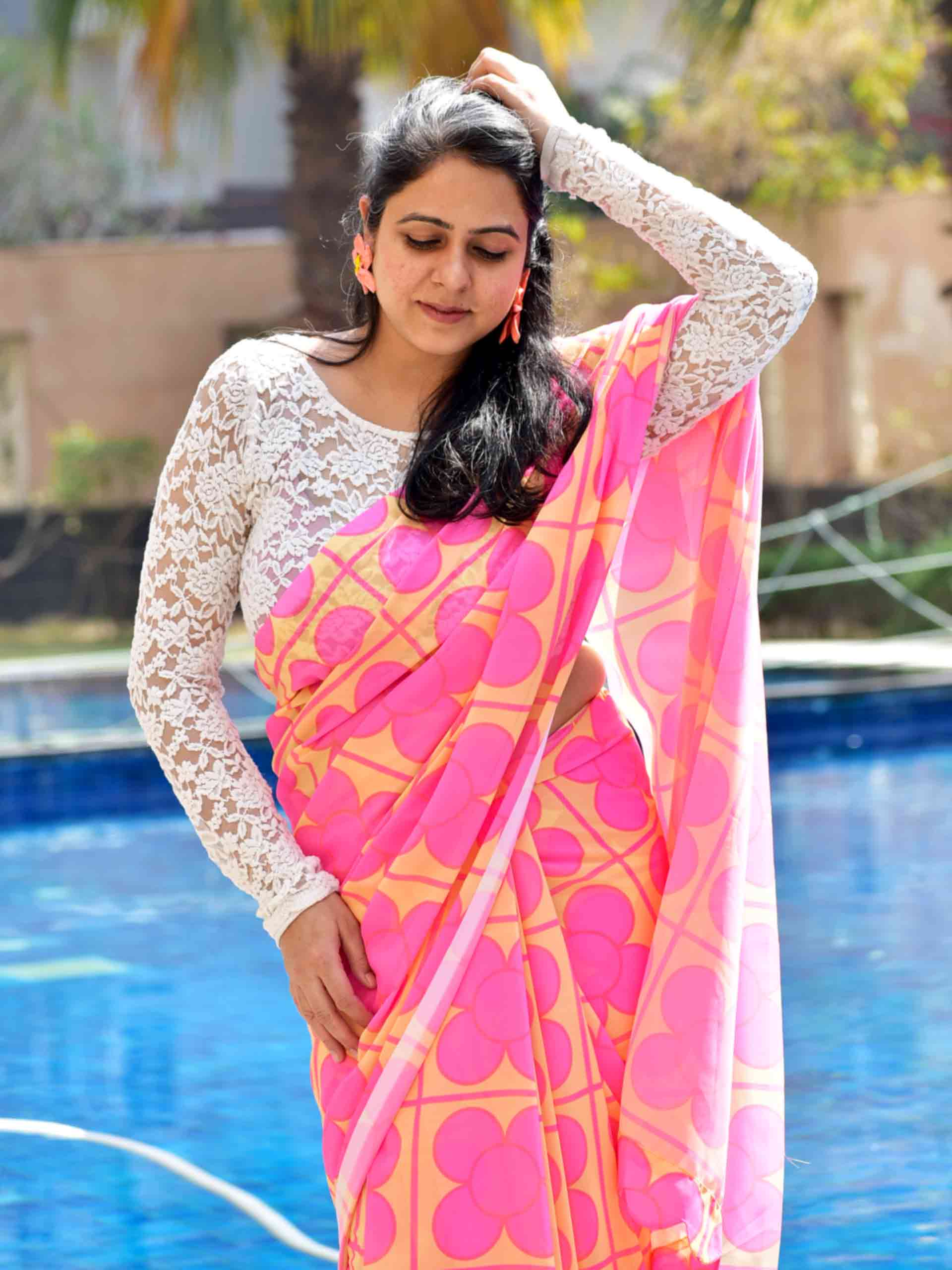 Floral Fusion - Georgette saree