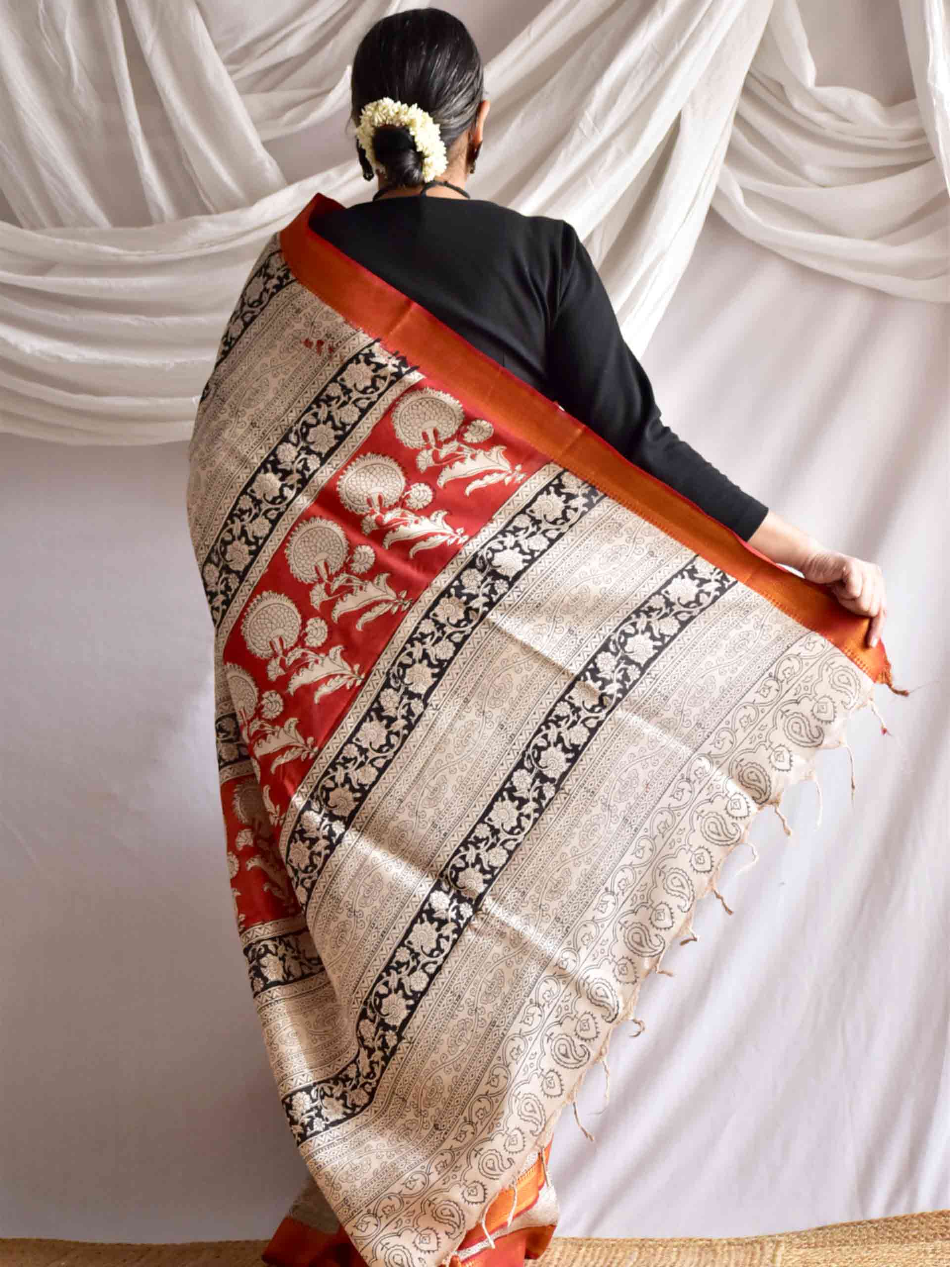 Raat rani - kalamkari printed Bangalore Silk nizam border saree