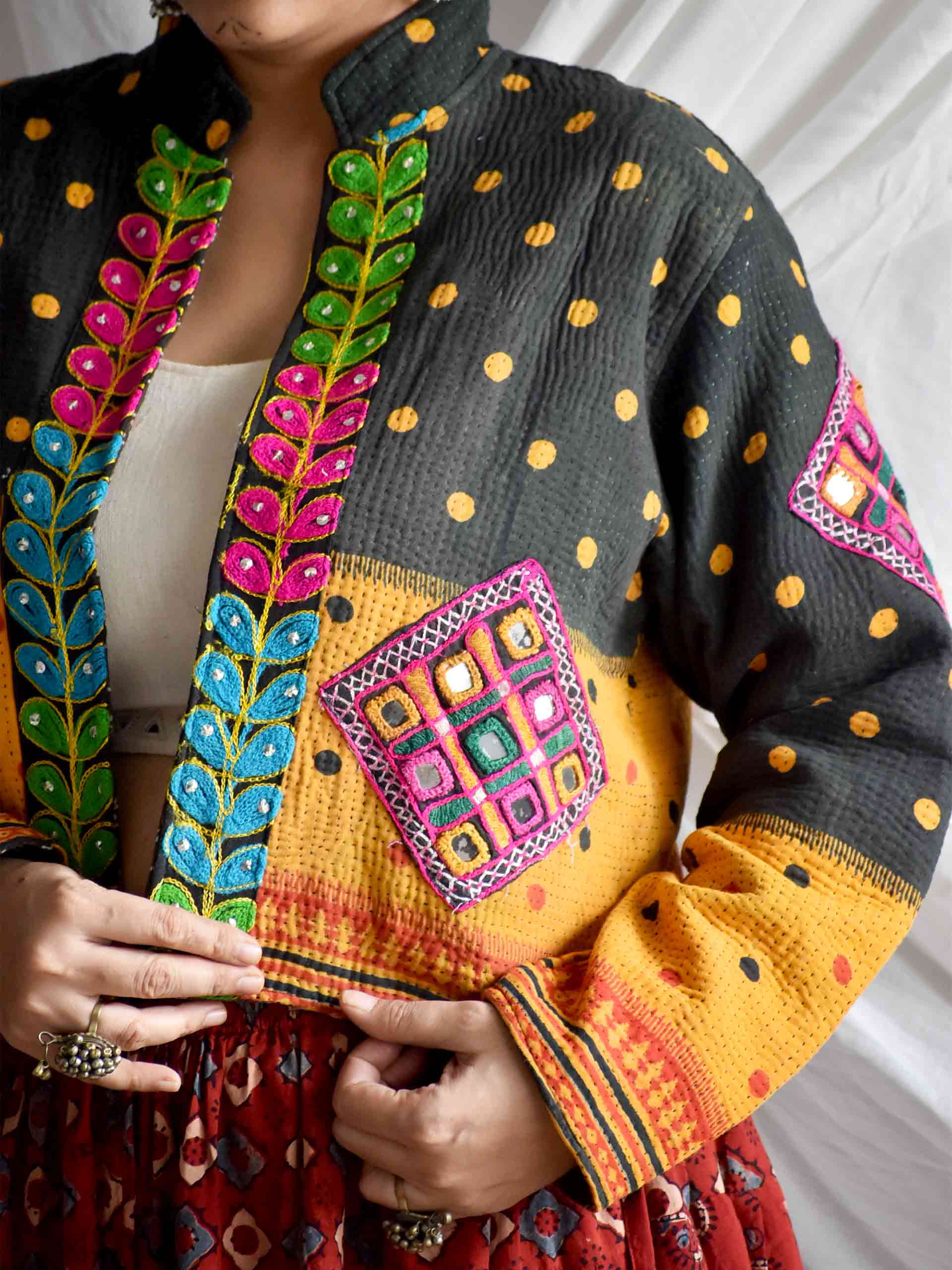 Goriya - hand embroidered patchwork Reversible jacket