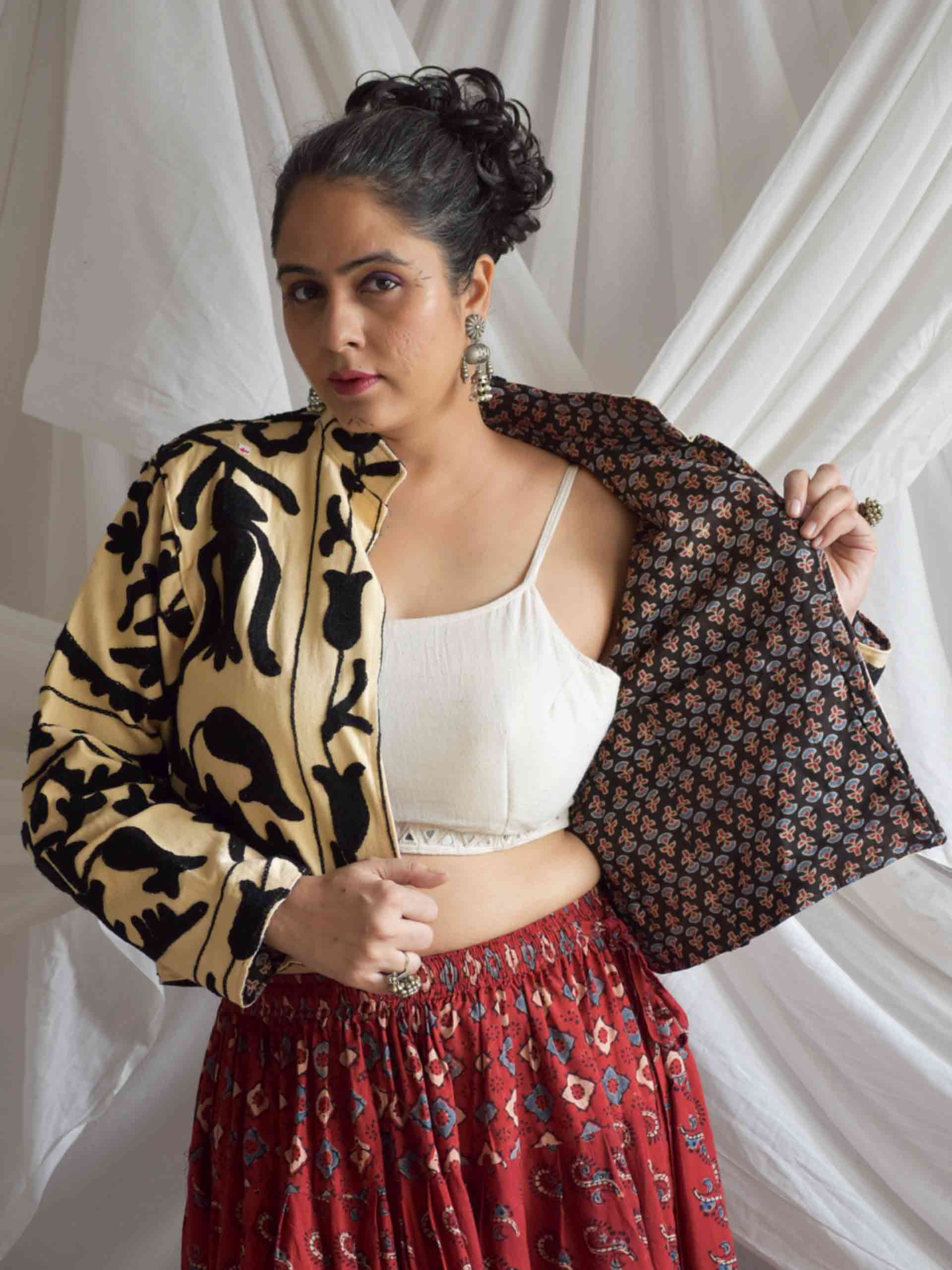 Chatpati - hand embroidered patchwork Reversible jacket