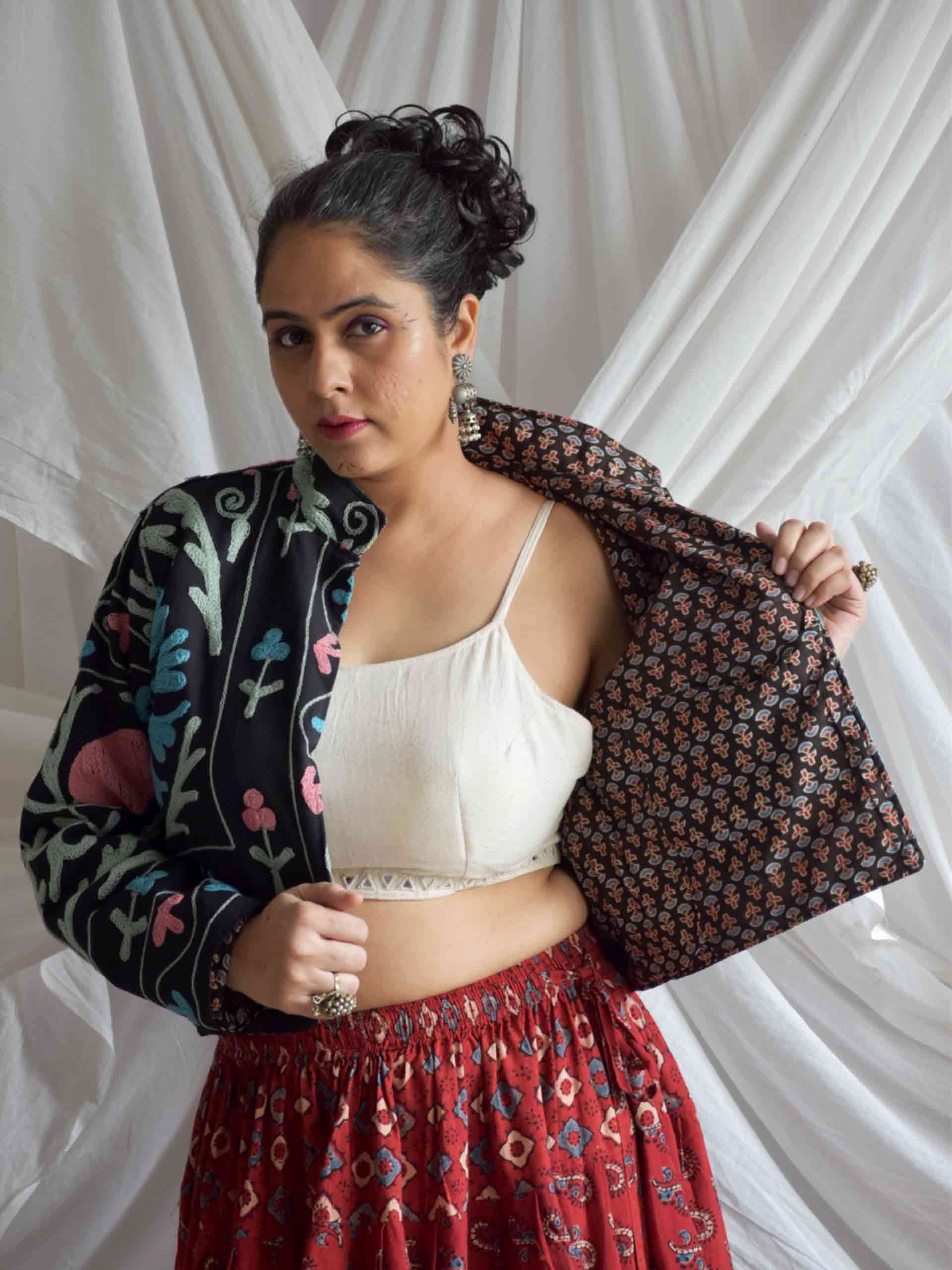 Badmashi - hand embroidered patchwork Reversible jacket