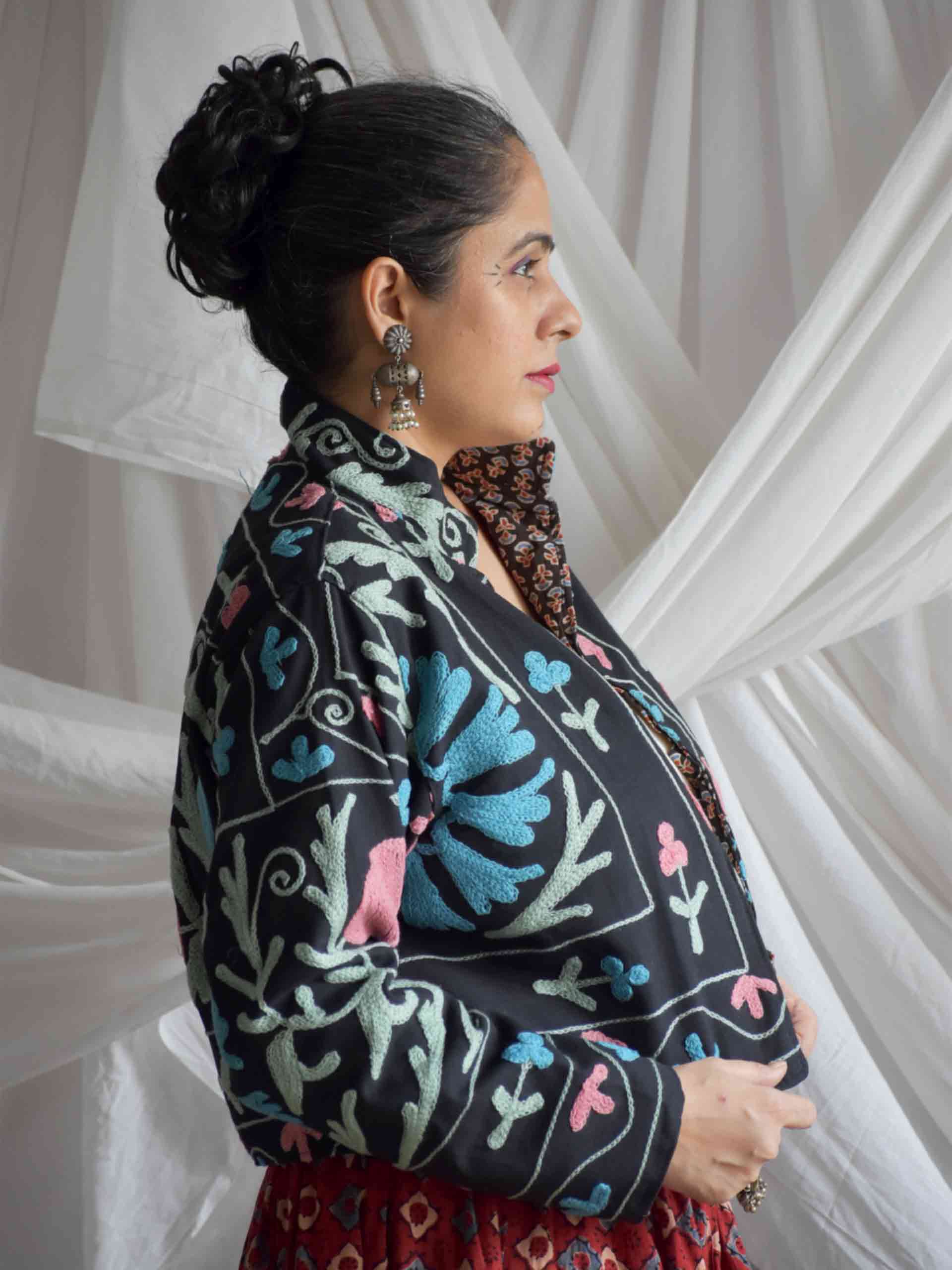Badmashi - hand embroidered patchwork Reversible jacket