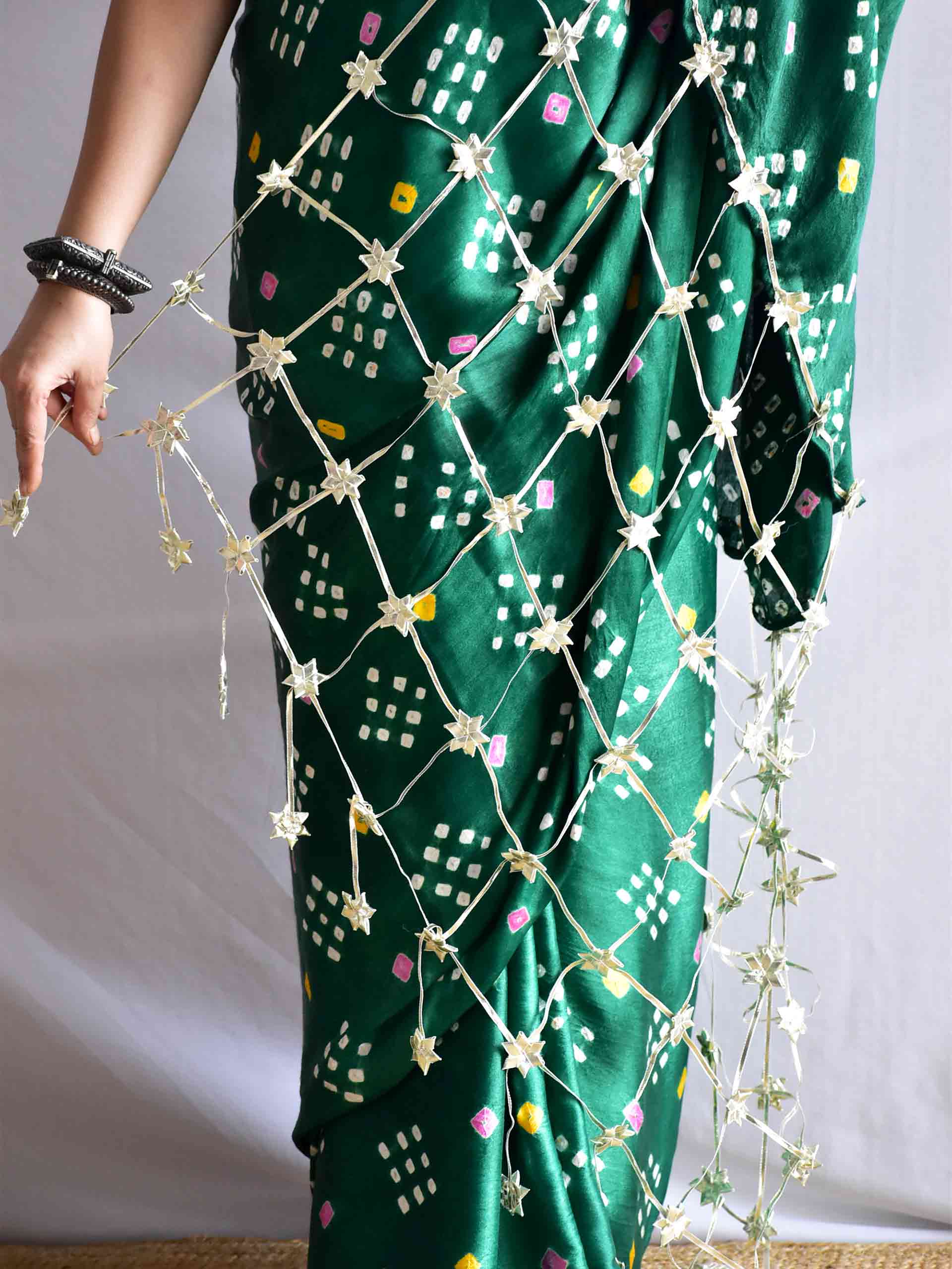 Raavi- Mashru Silk Bandhej Saree