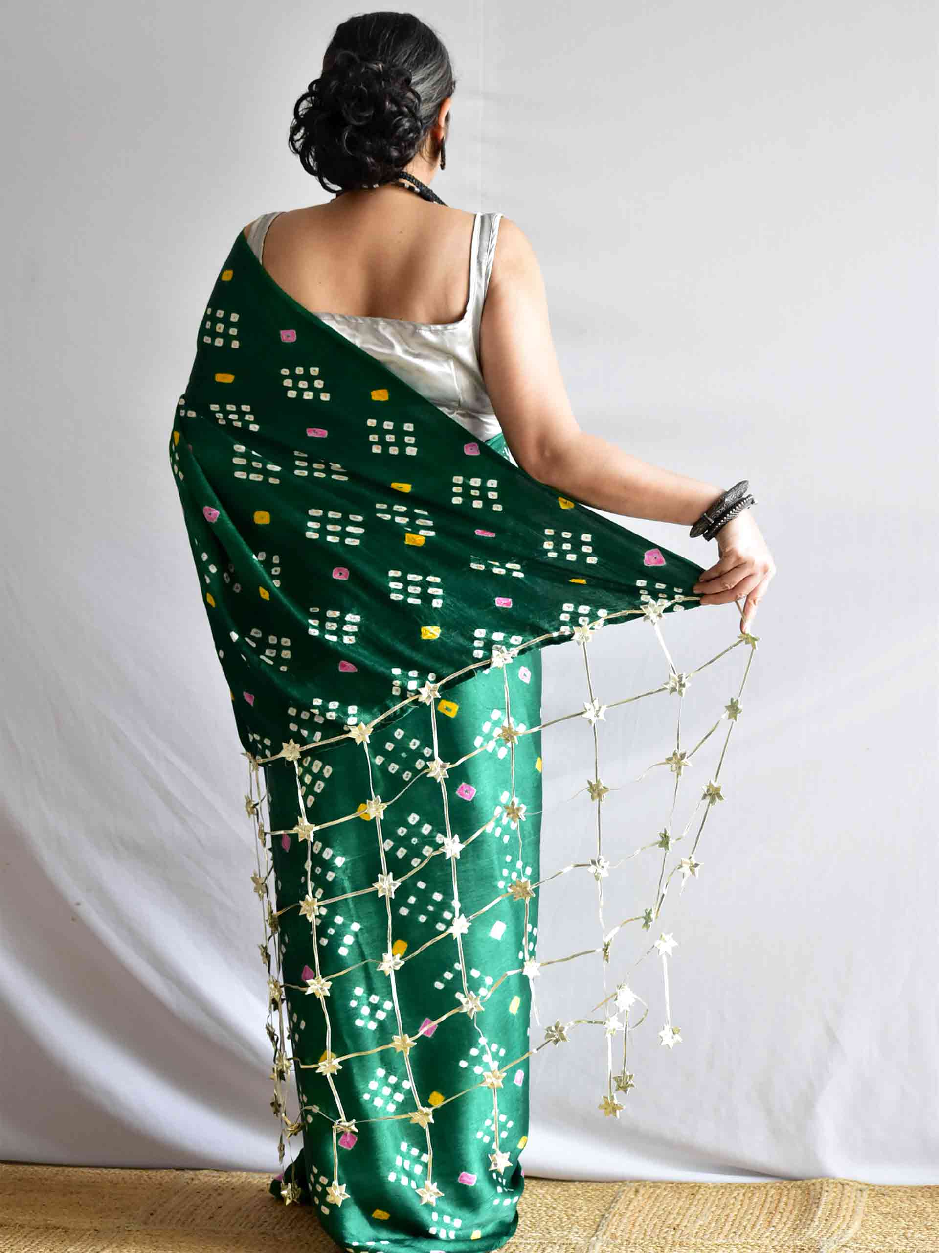 Raavi- Mashru Silk Bandhej Saree