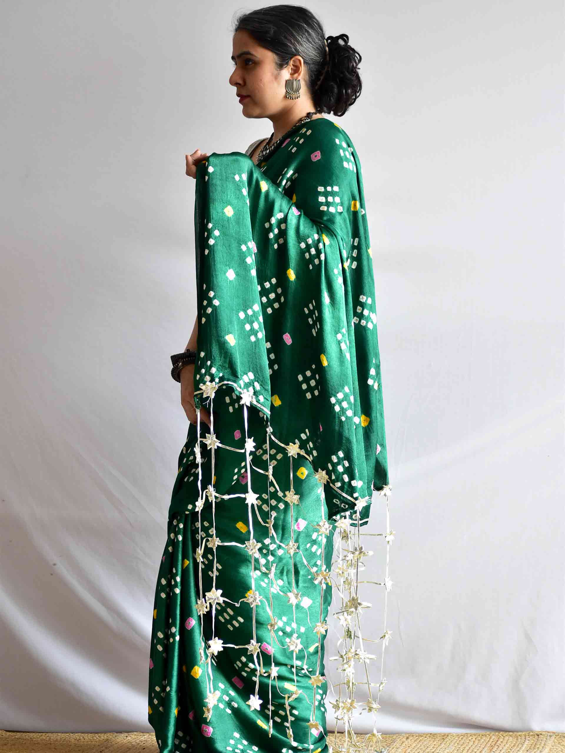 Raavi- Mashru Silk Bandhej Saree