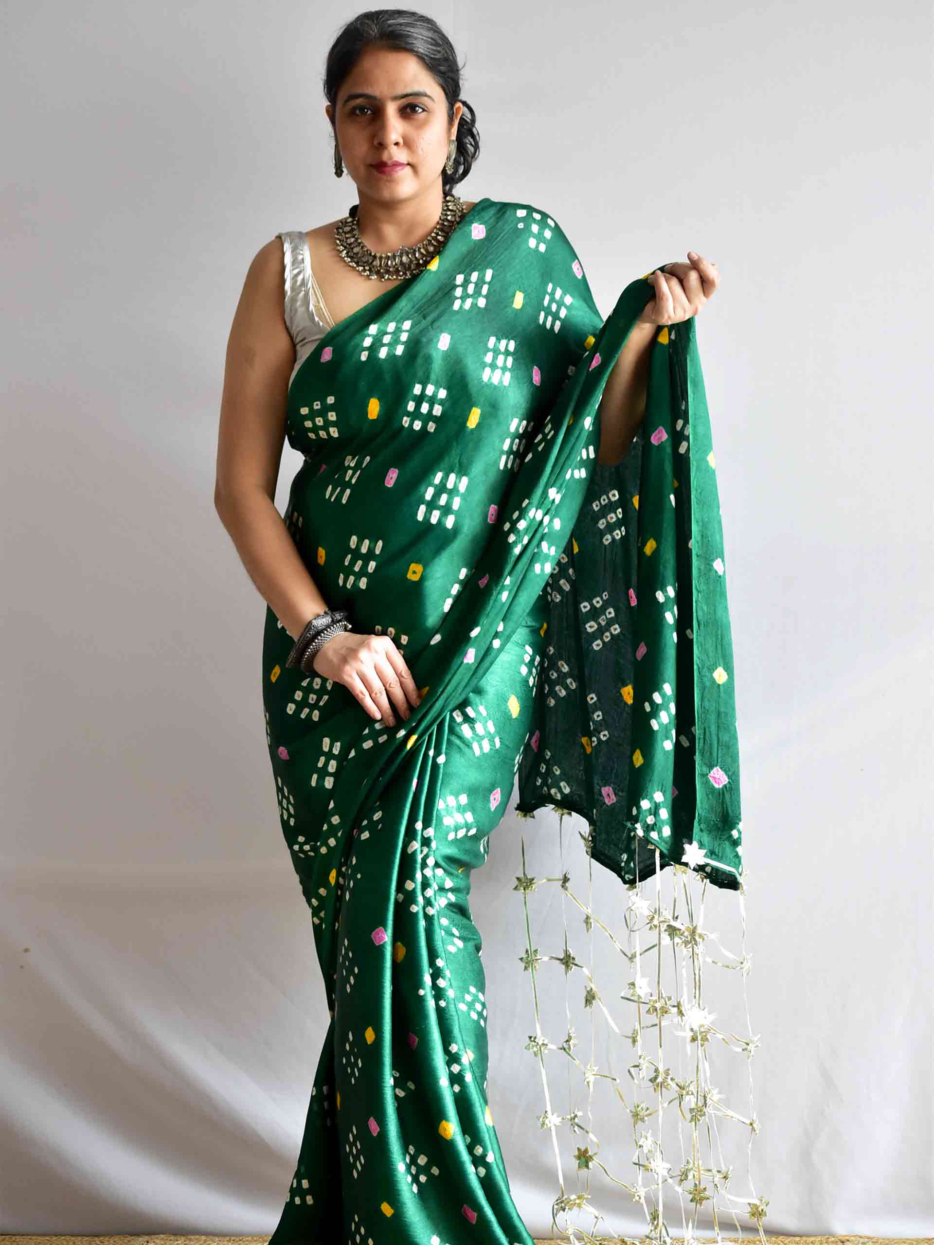 Raavi- Mashru Silk Bandhej Saree