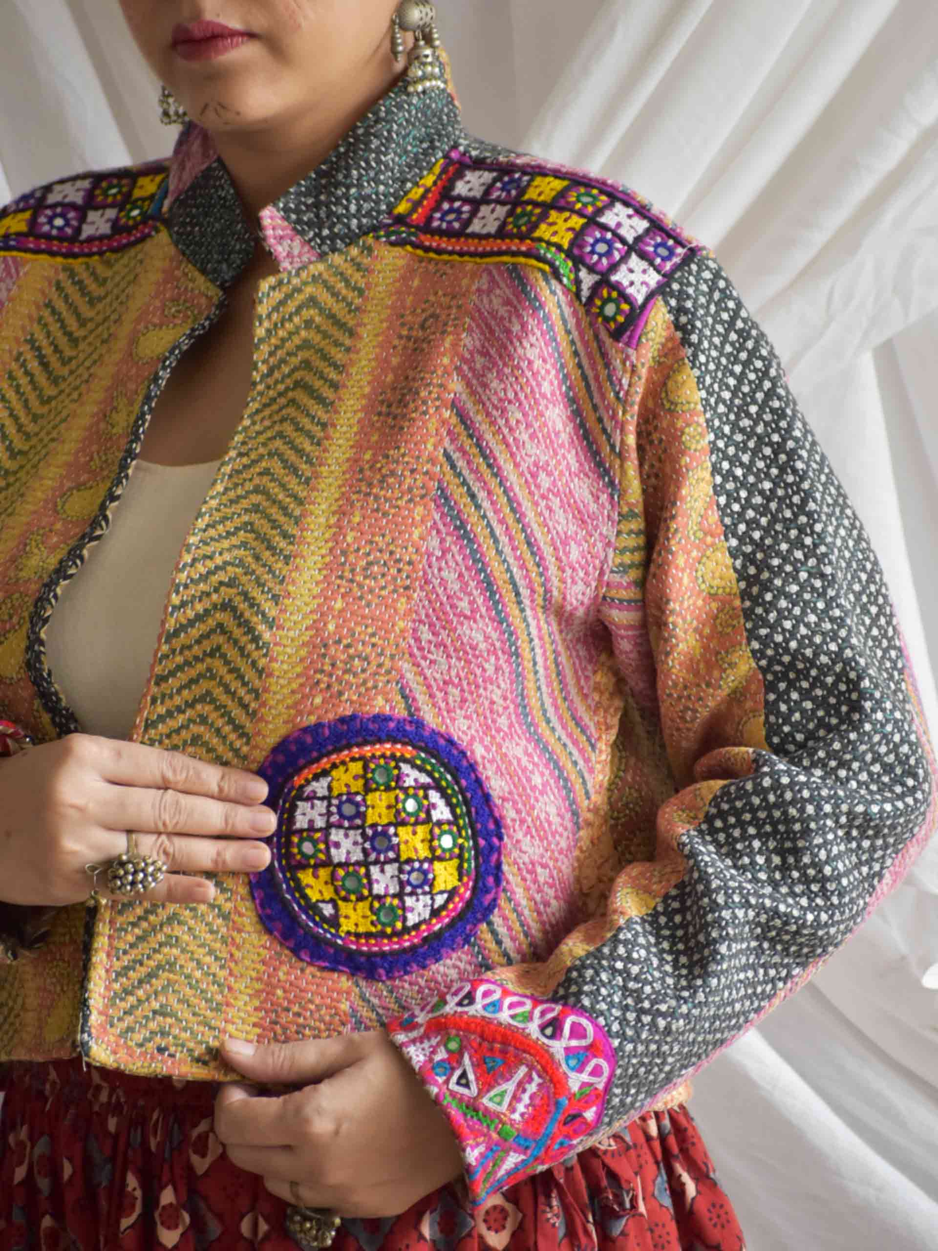 Masti khor - hand embroidered patchwork Reversible jacket