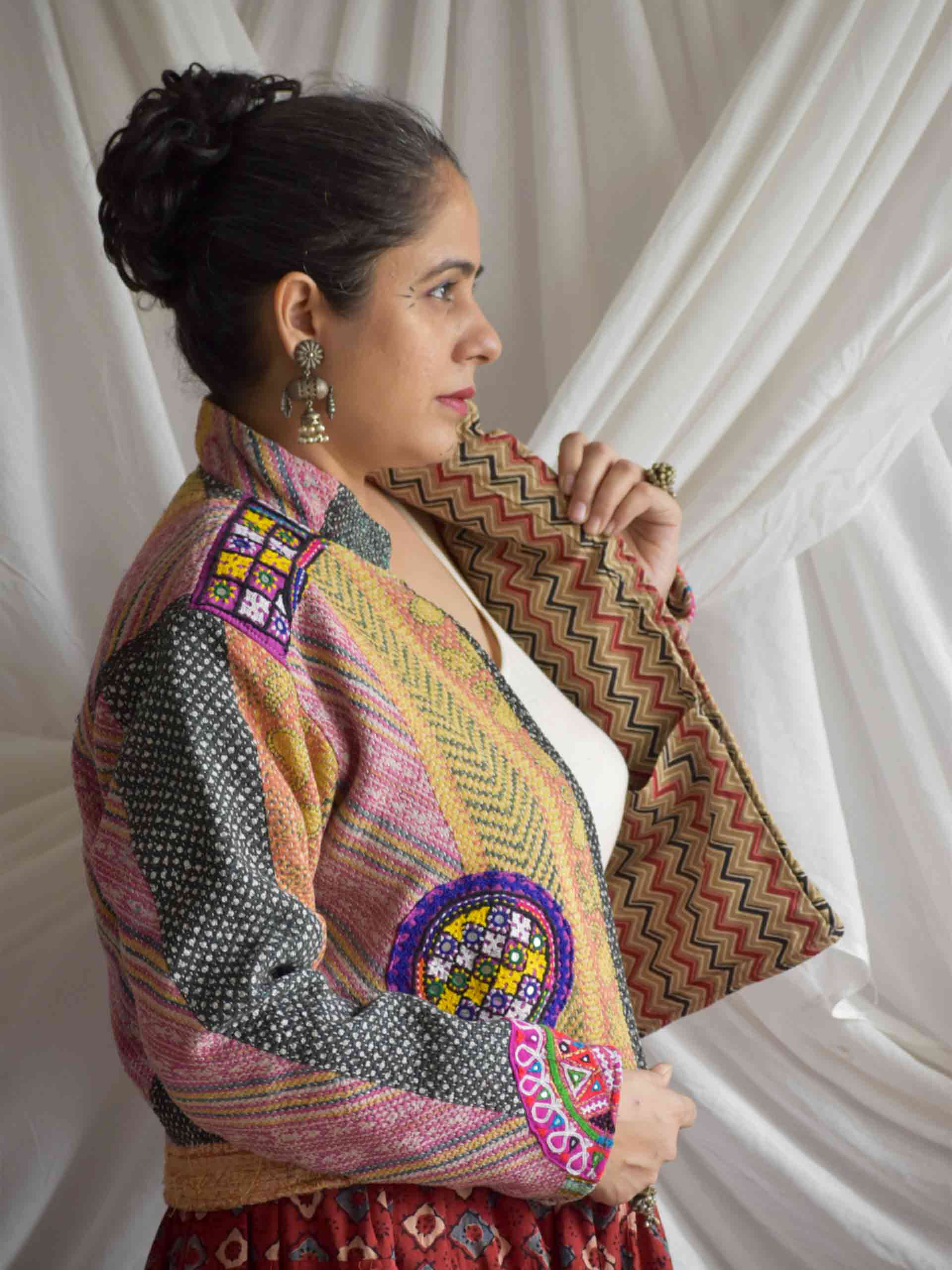 Masti khor - hand embroidered patchwork Reversible jacket