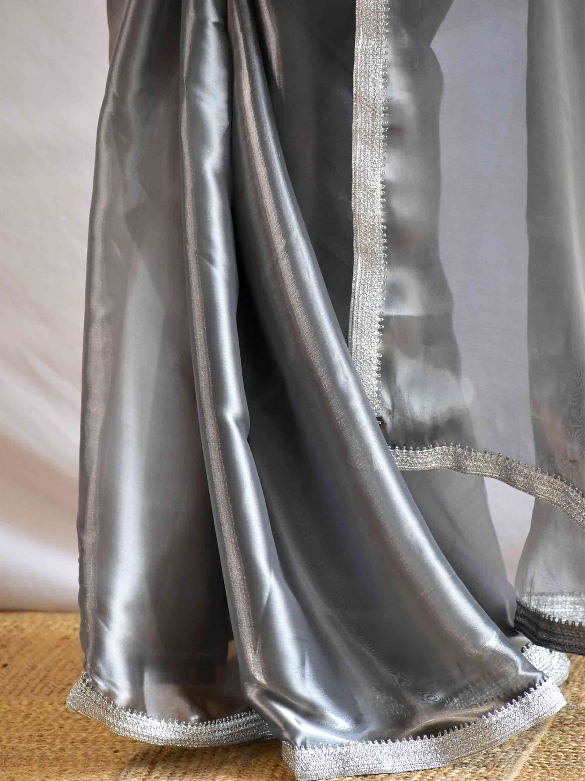 Silver sonnets - Organza saree