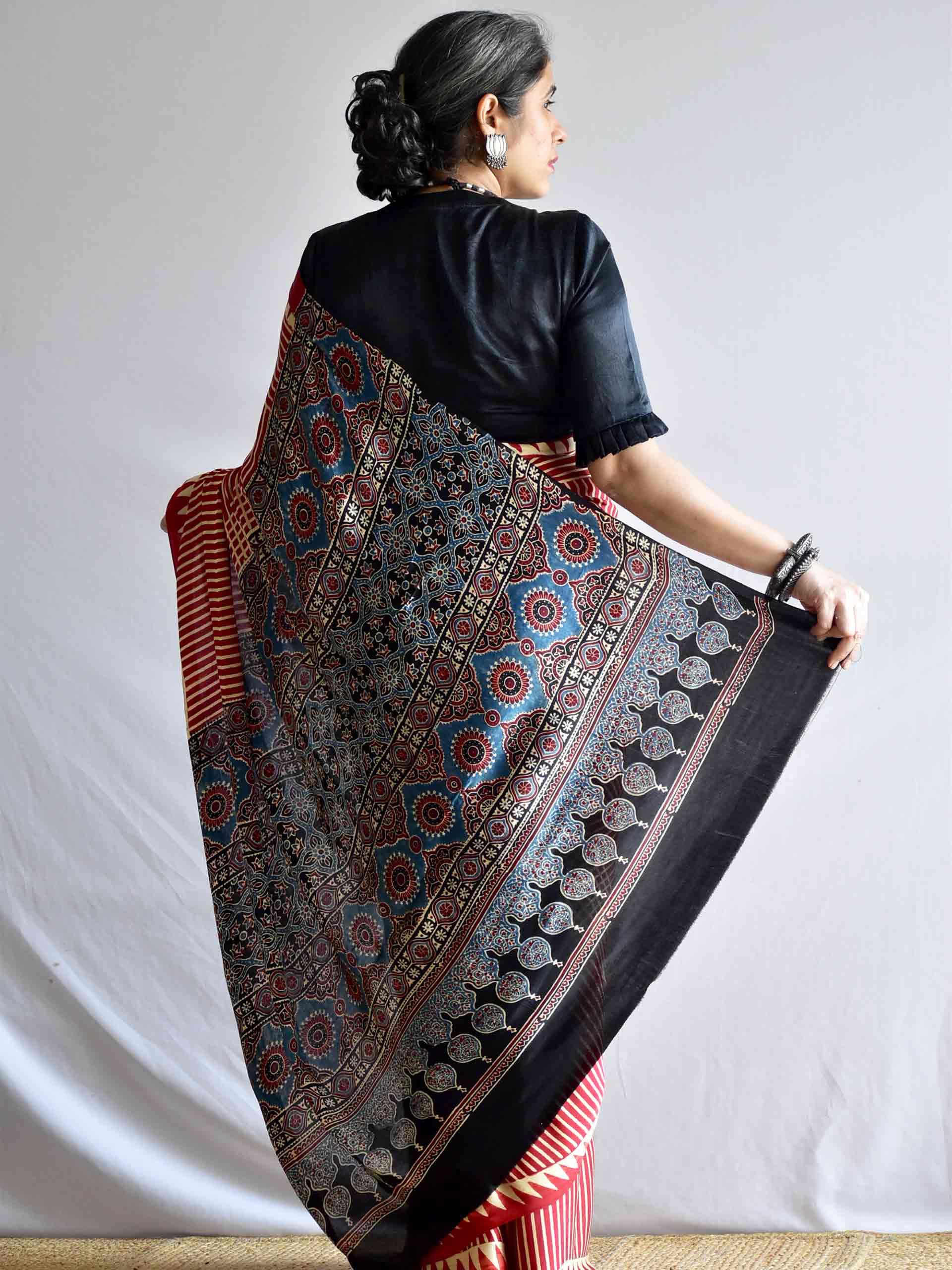 UD0066 - Ajrakh modal Silk Saree