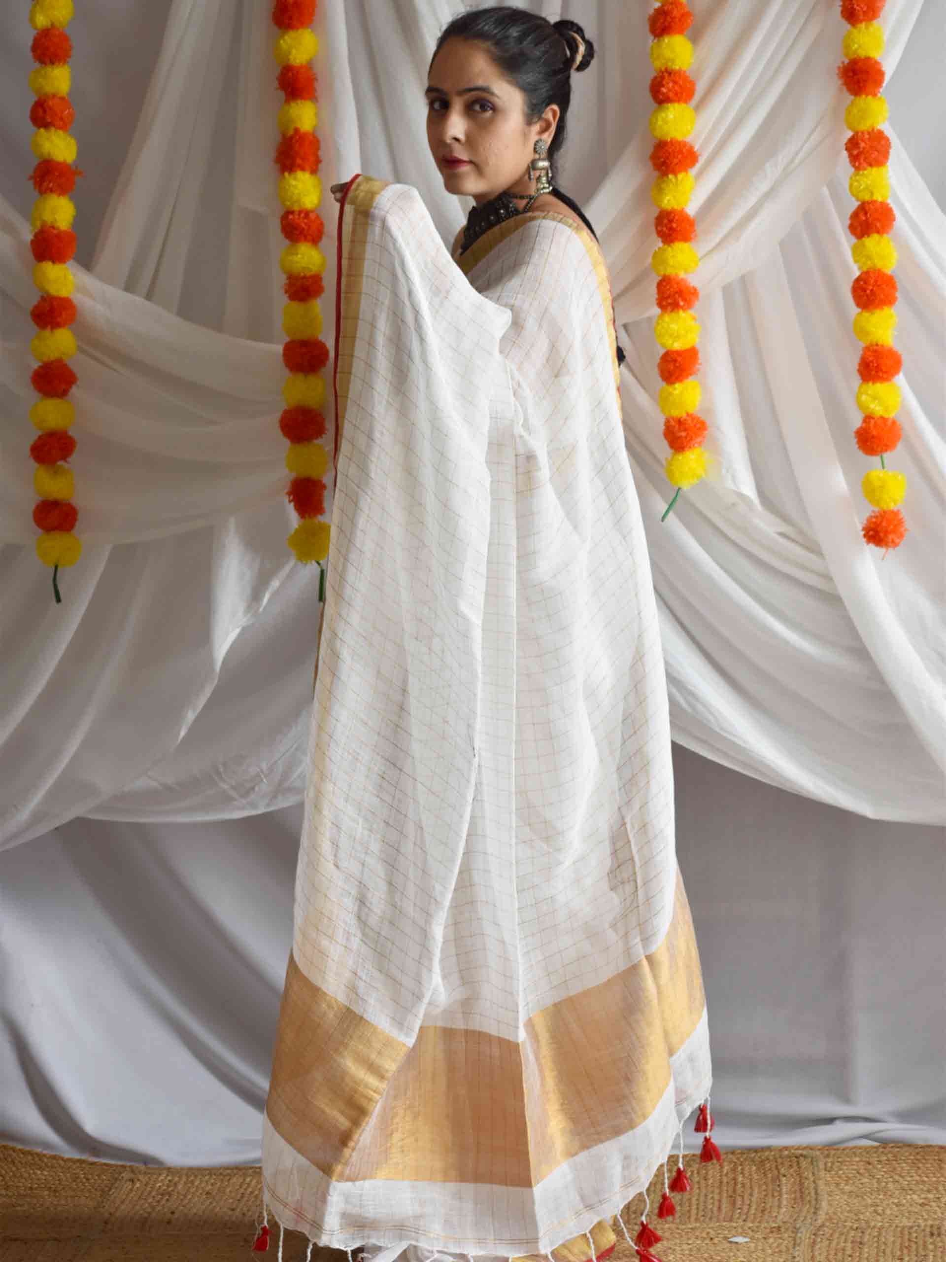 Durga - Linen zari Saree