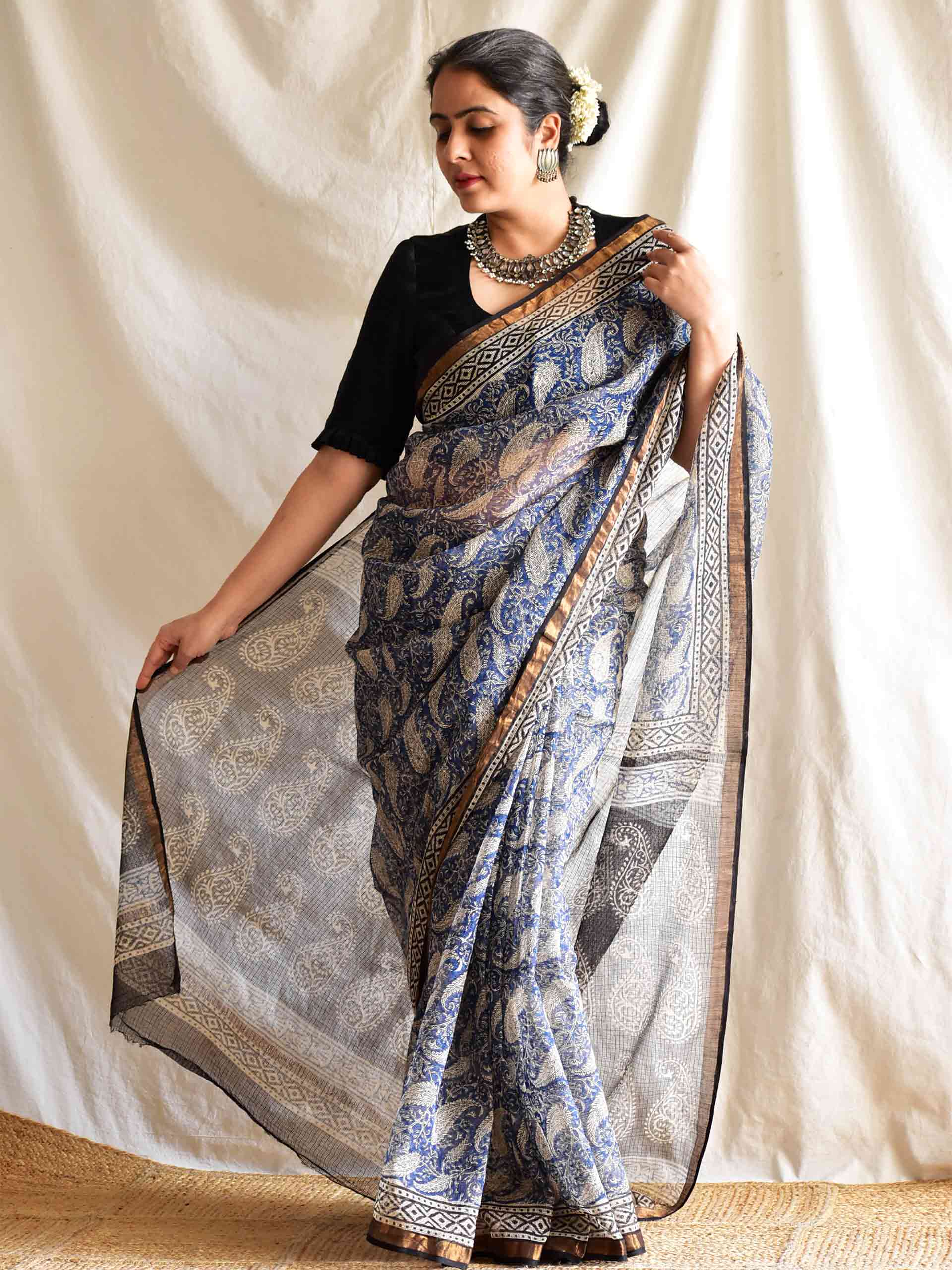 Paisley - Dabu Kota Doria Saree