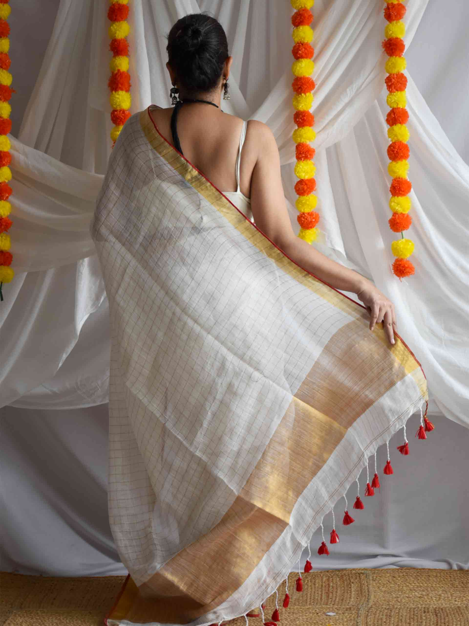 Durga - Linen zari Saree