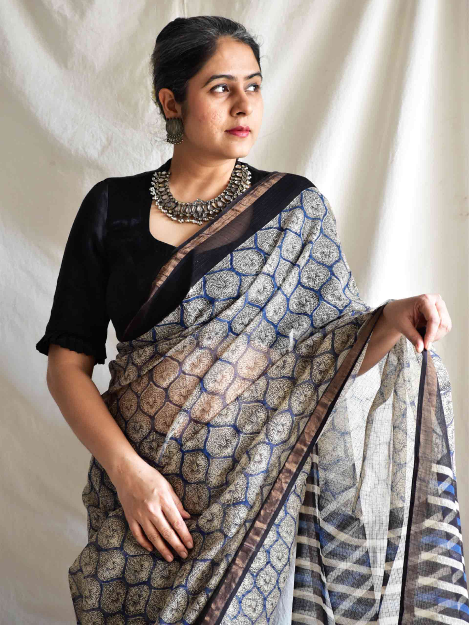 Neerja - Dabu Kota Doria Saree