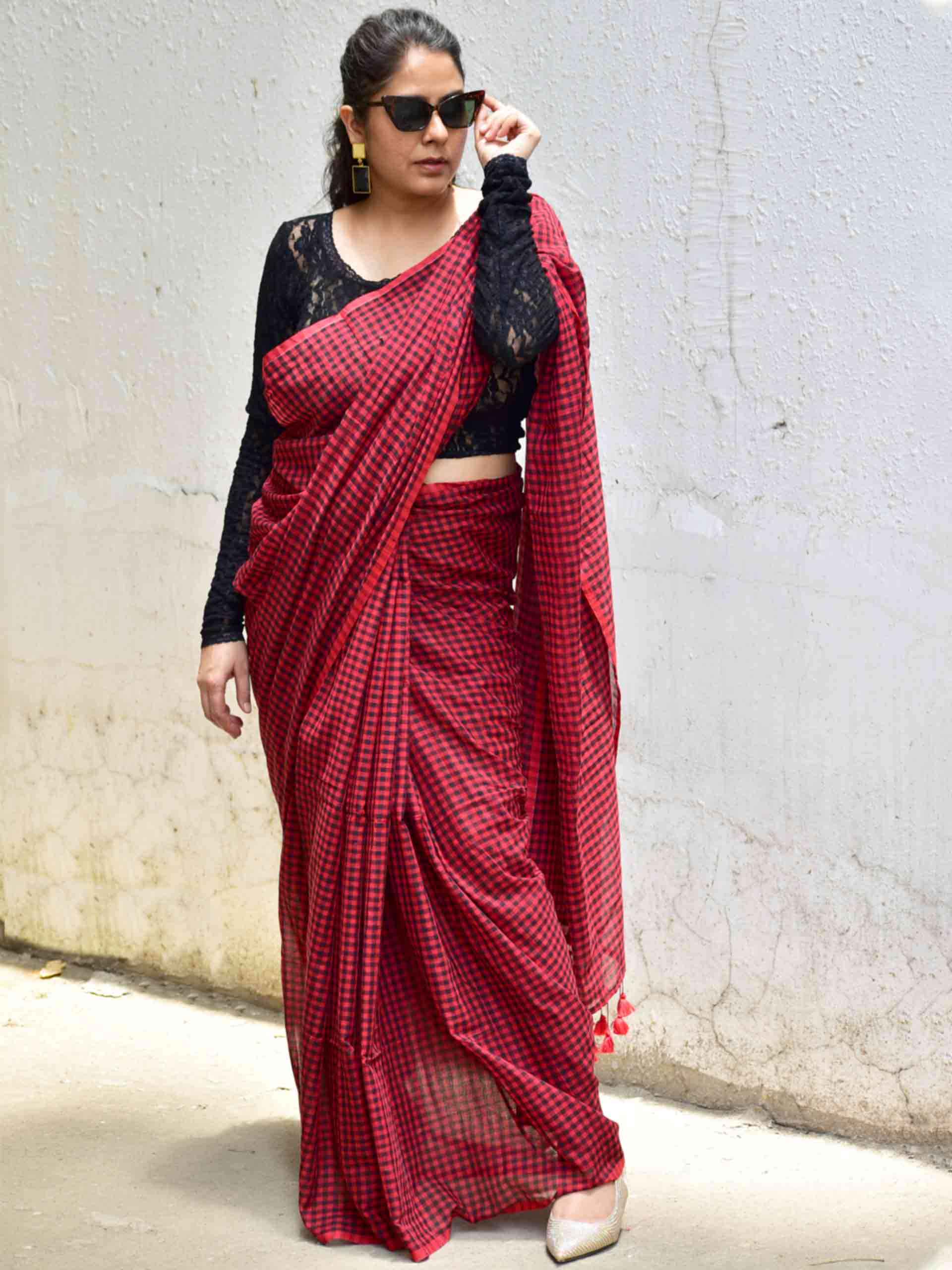 Lal Gamcha Mul cotton saree