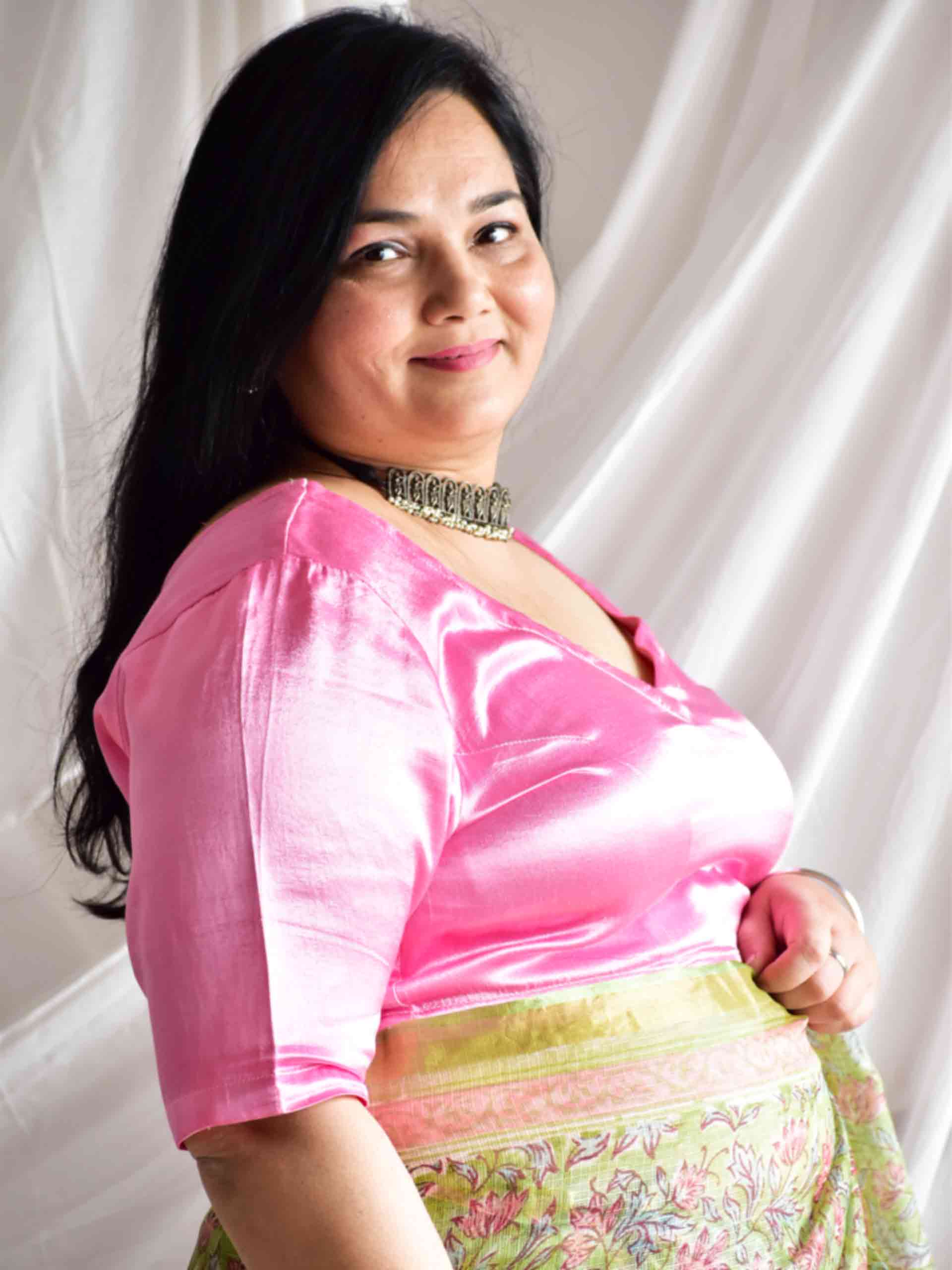 Gulab - Plus Size Mashru silk blouse
