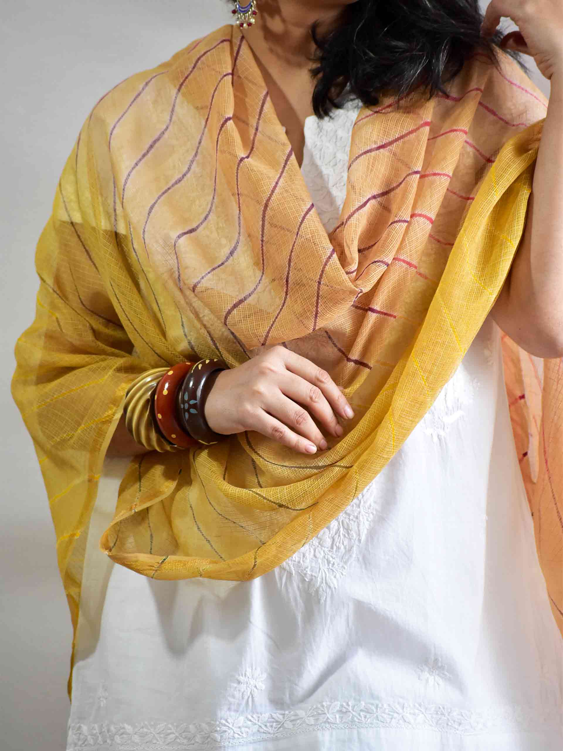 Goraiya - dual shaded leheriya Kota Doria Dupatta