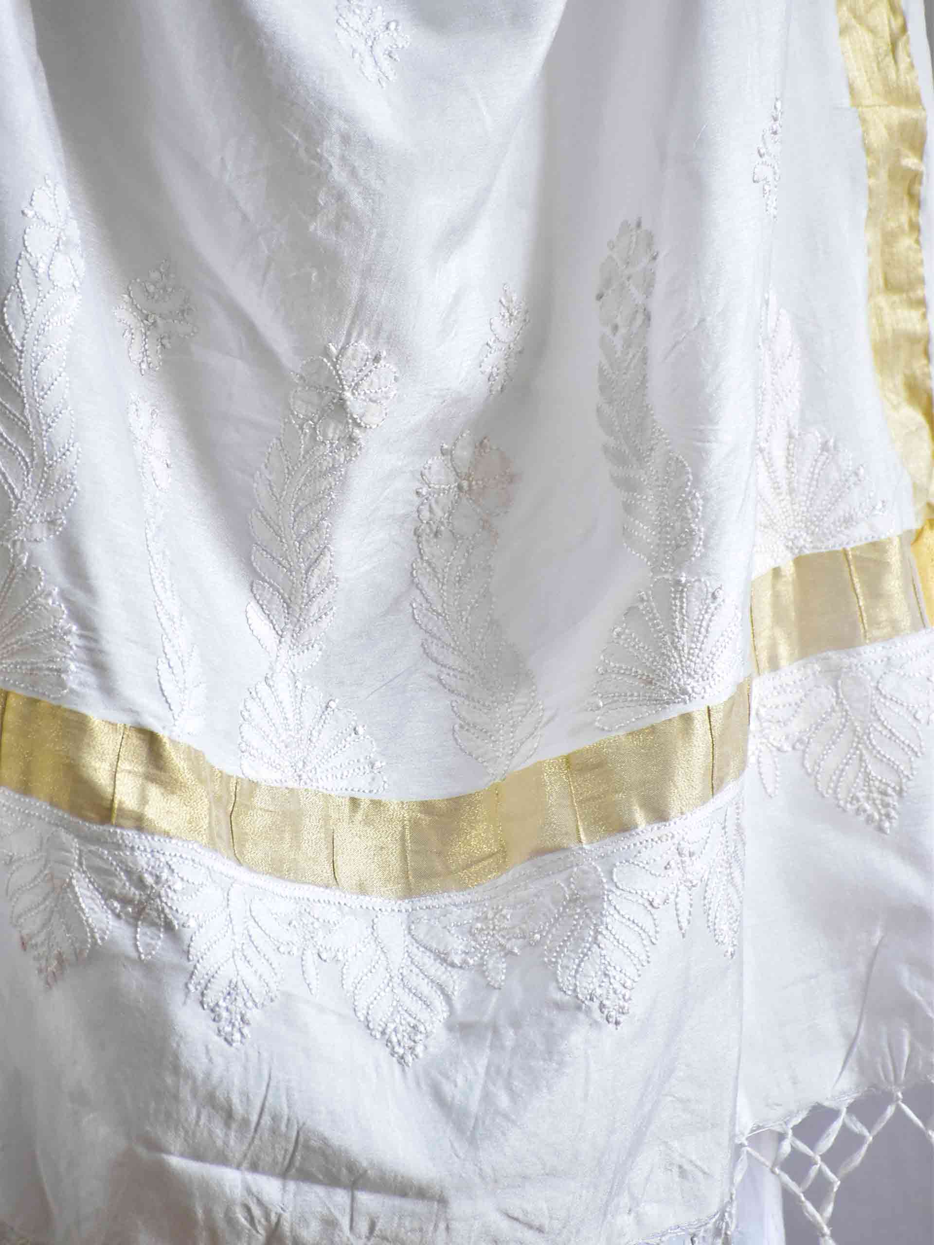 Raas - Chikankari Chanderi Silk Dupatta