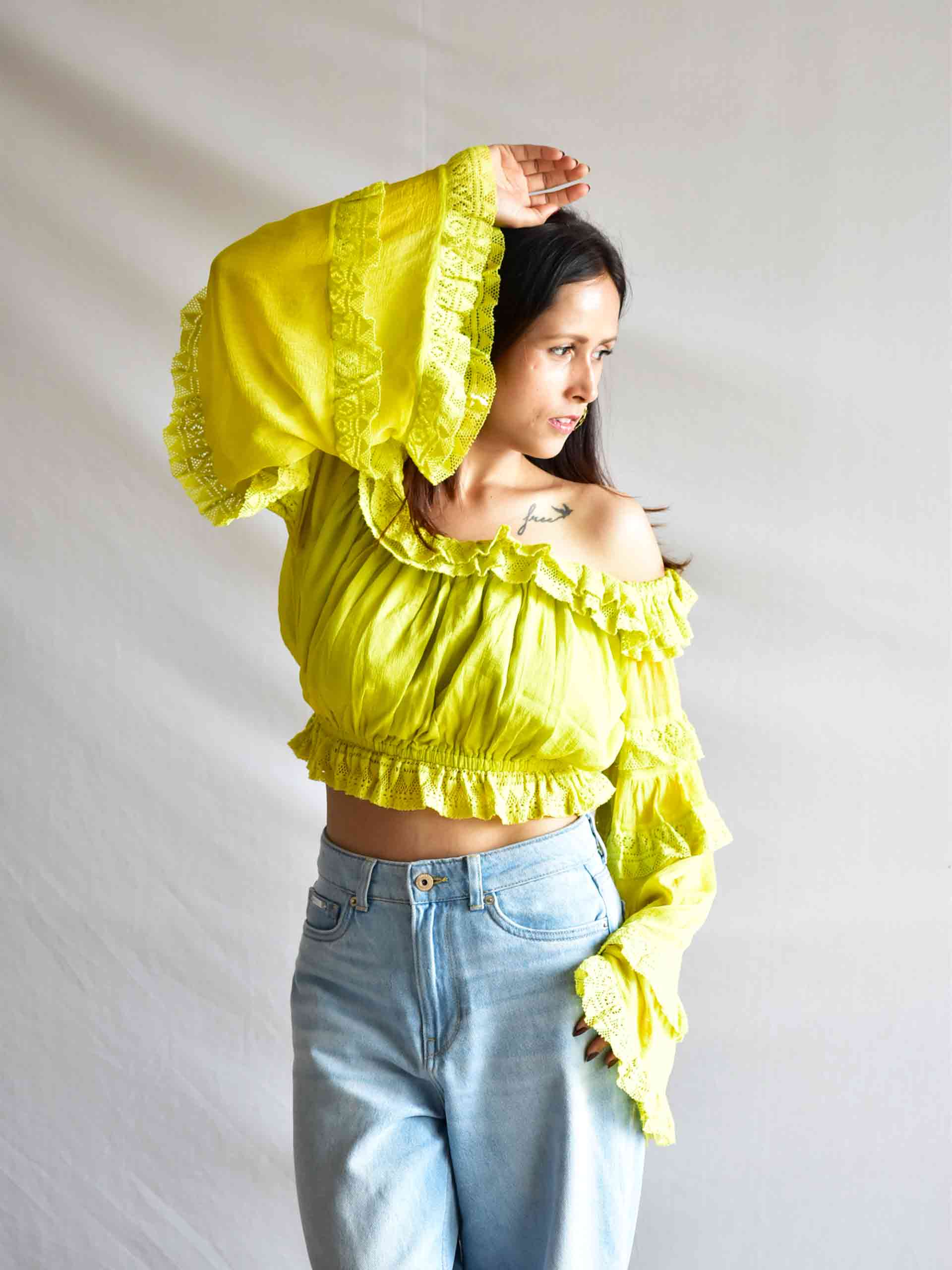 Marigold - Off Shoulder Frill Top