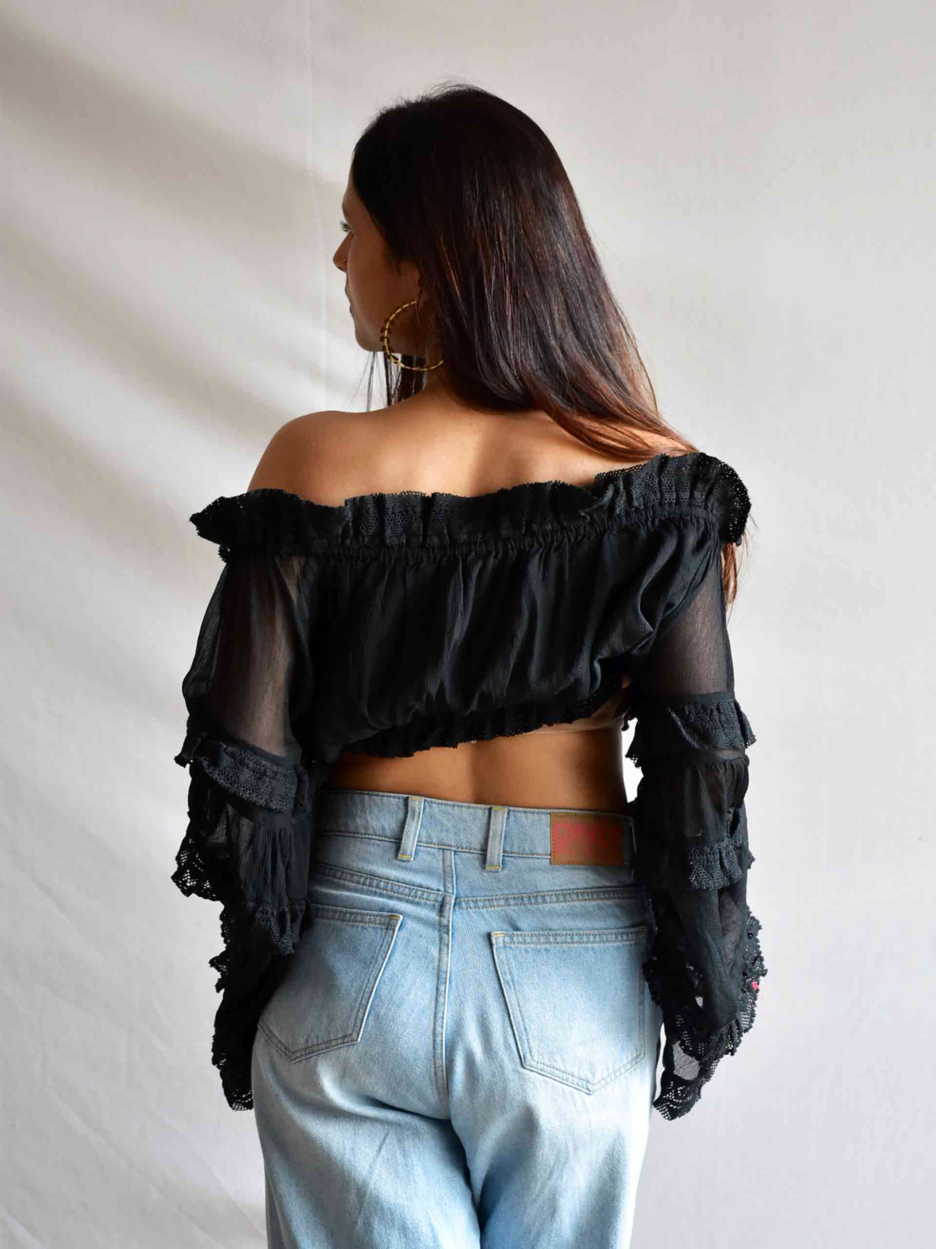 Raven - Off Shoulder Frill Top