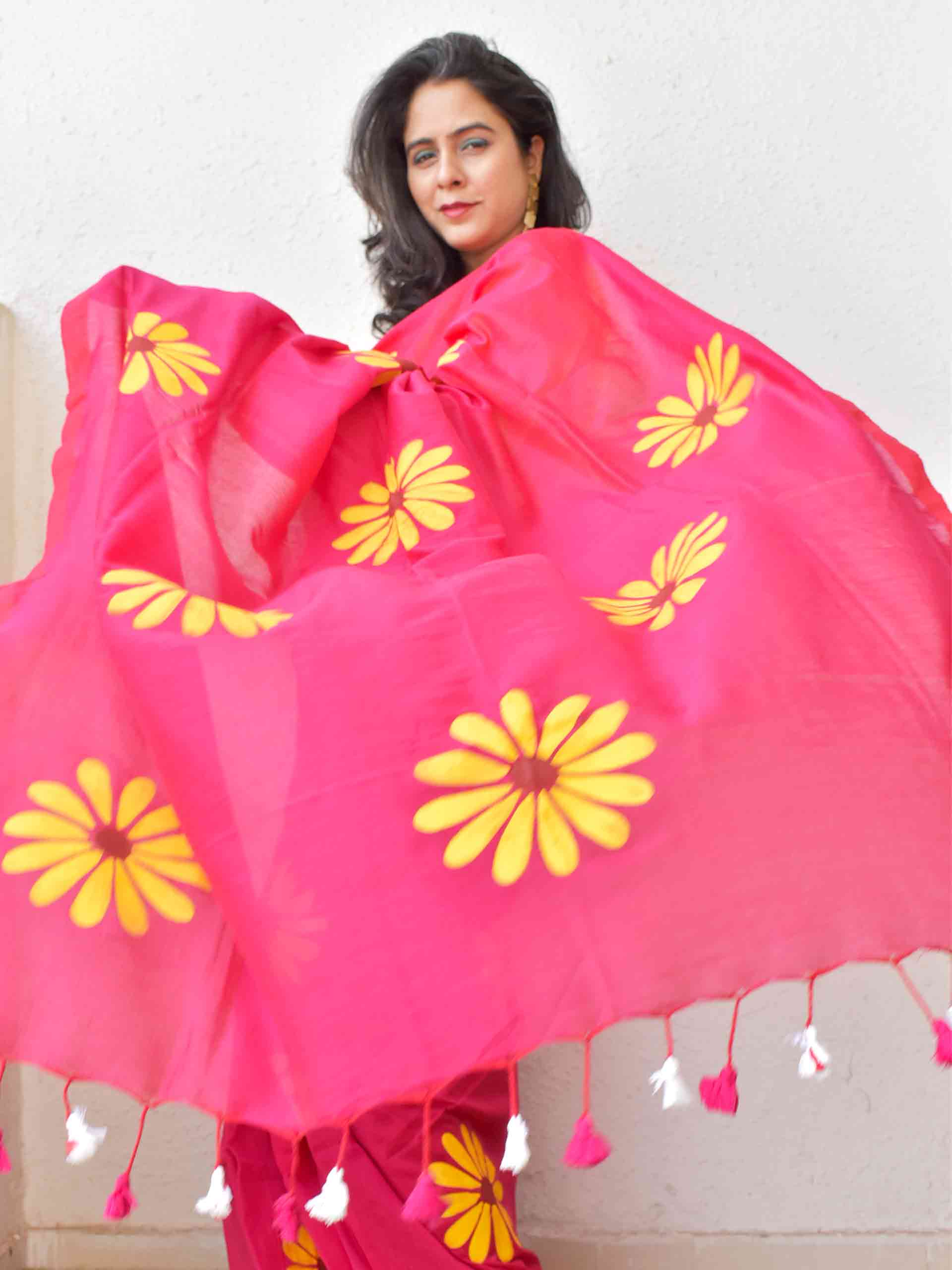 handpainted saree