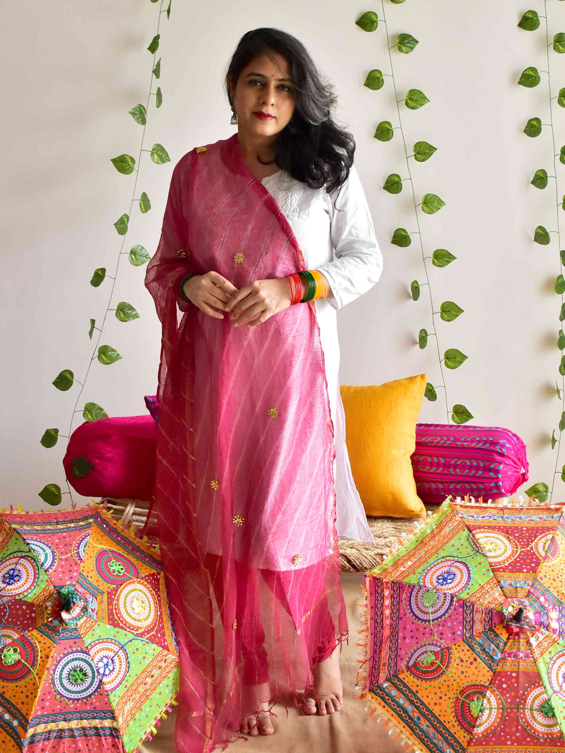 Bindiya - leheriya sequin Kota Doria Dupatta