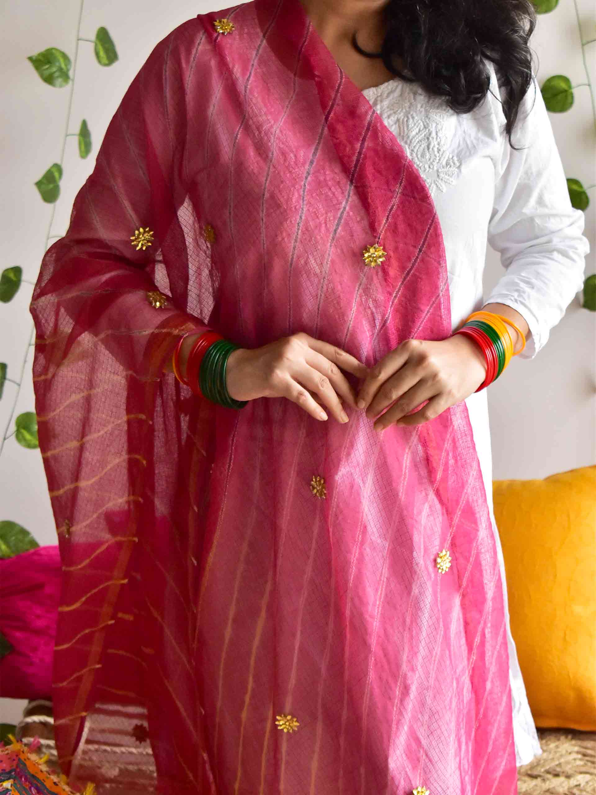 Bindiya - leheriya sequin Kota Doria Dupatta