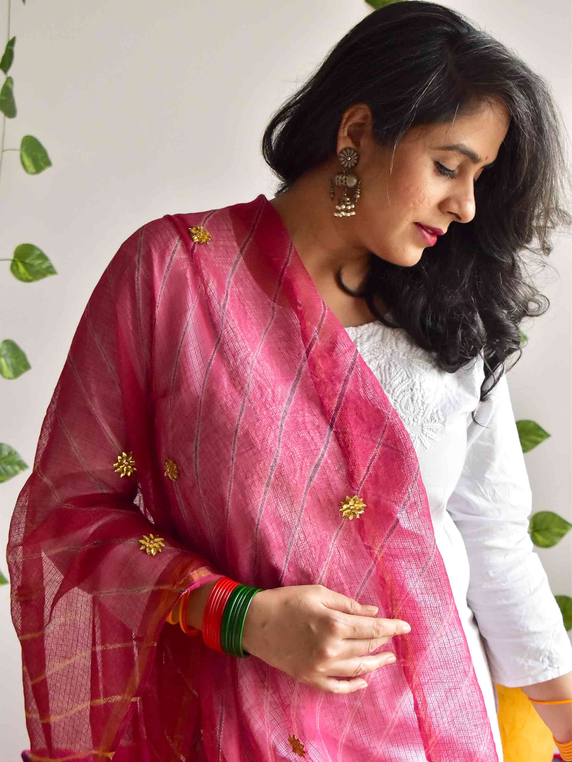 Bindiya - leheriya sequin Kota Doria Dupatta