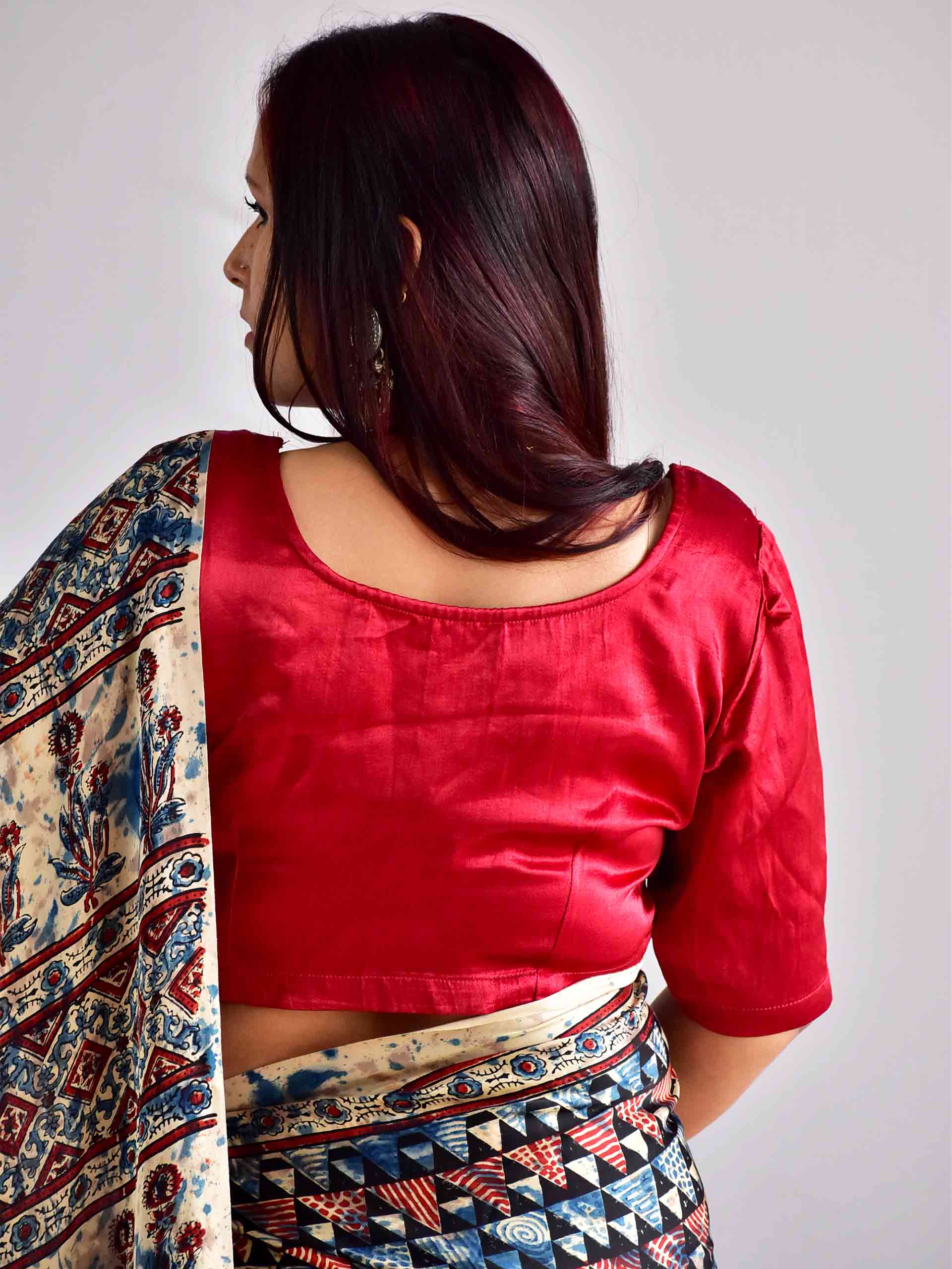 Red mashru silk blouse