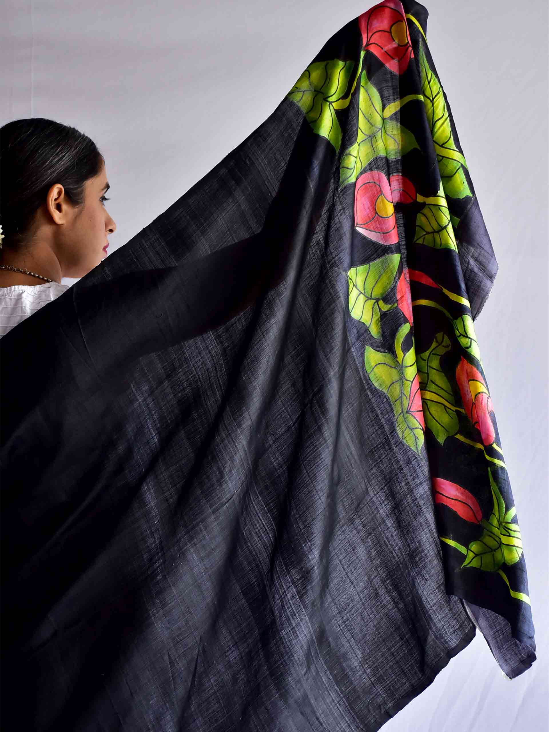 Multicolor - Handwoven Pochampally Ikat Pure Mulberry Silk Dupatta with Tassels