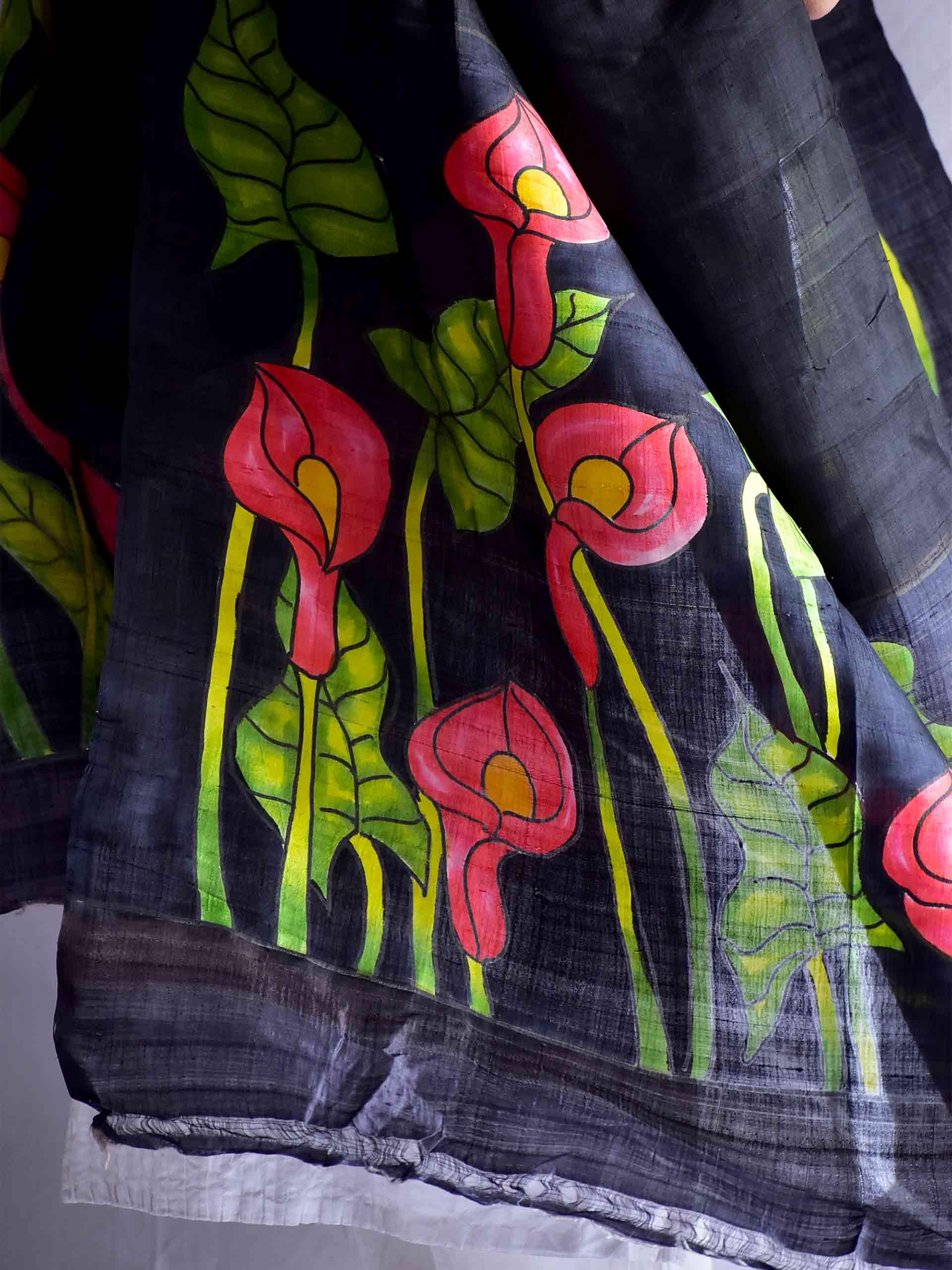 Flora - Hand painted mulberry silk Dupatta