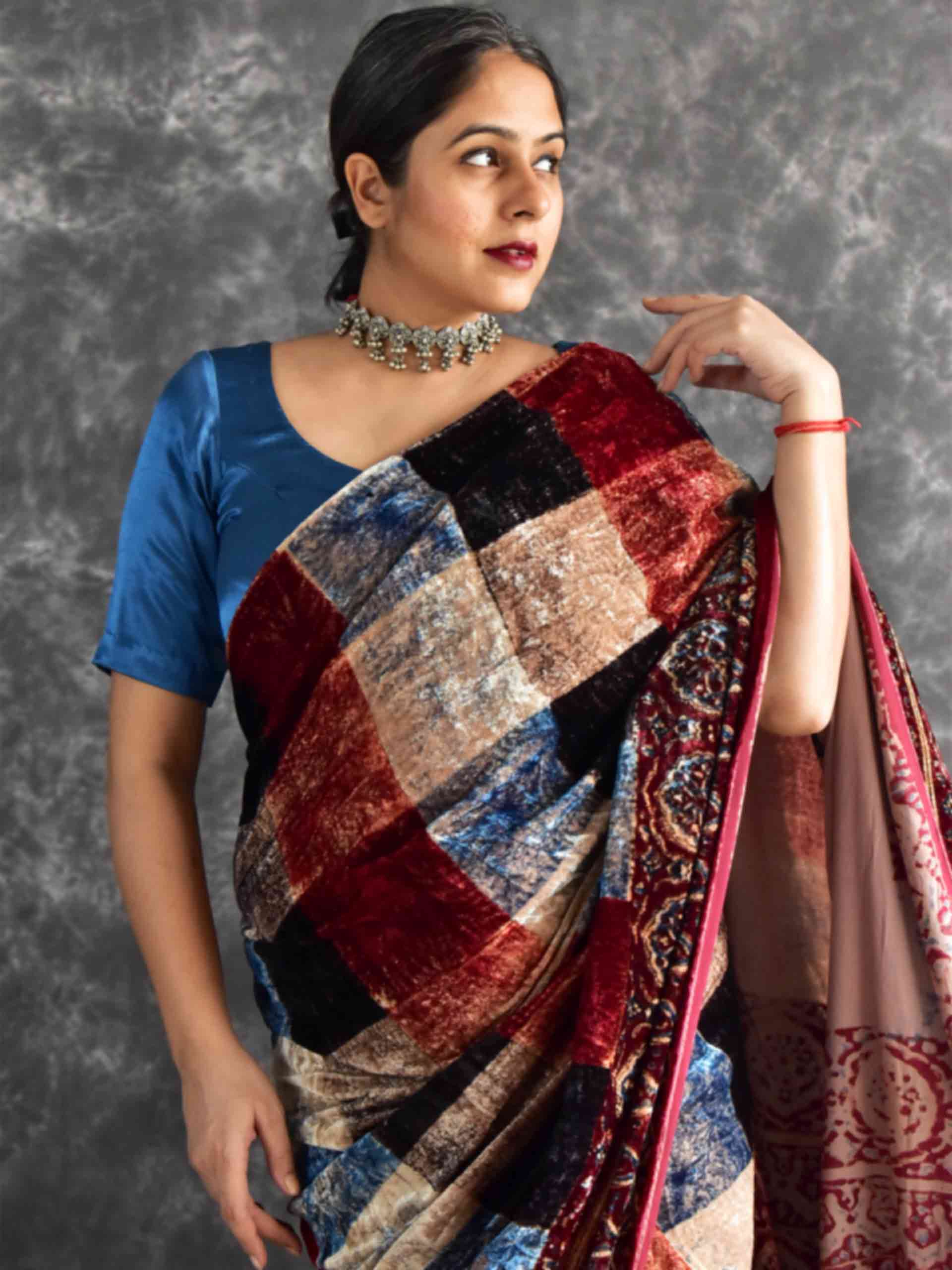 Miraj - Ajrakh Velvet Saree