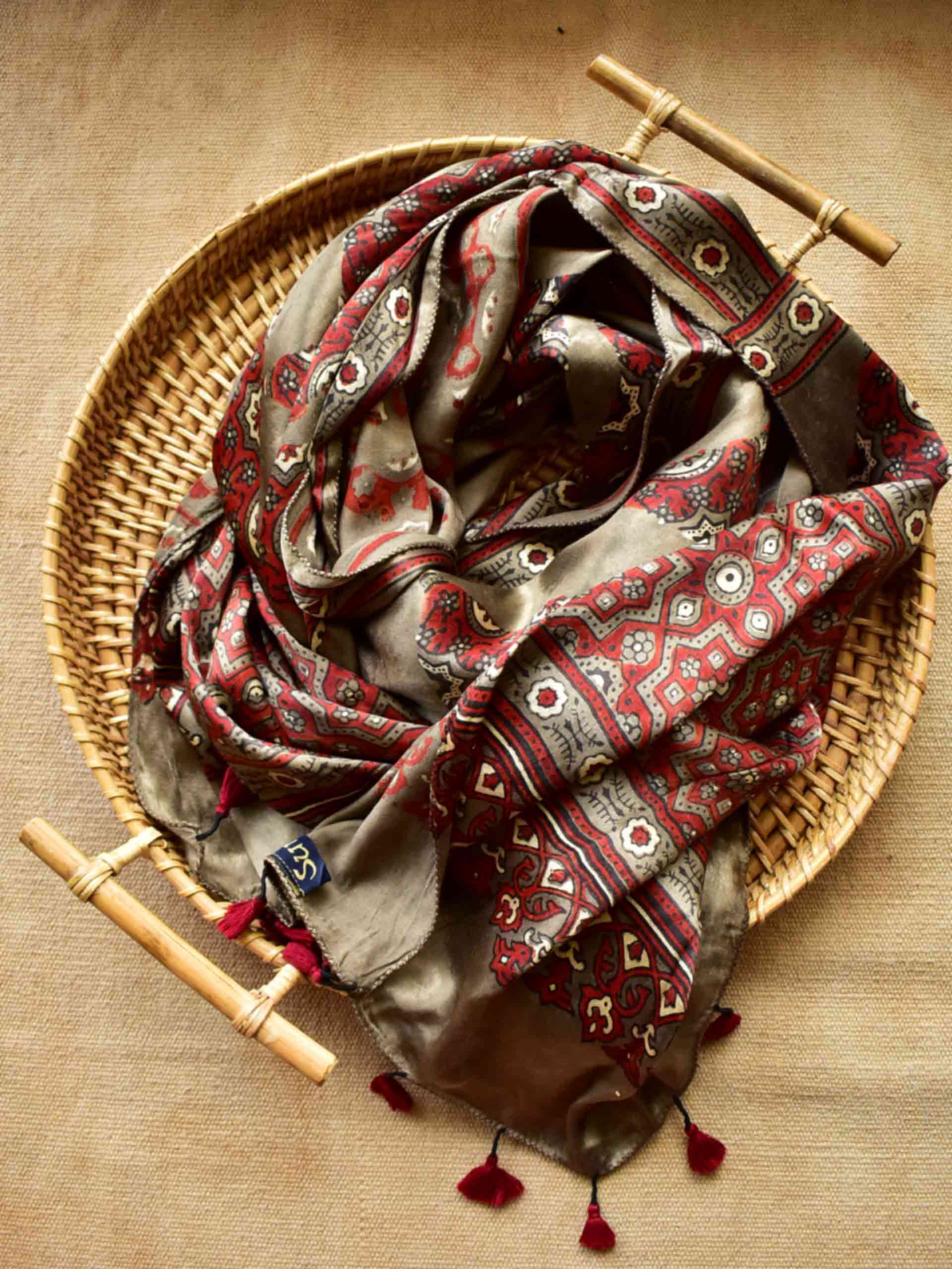 Kathai - Ajrakh Mashru silk dupatta
