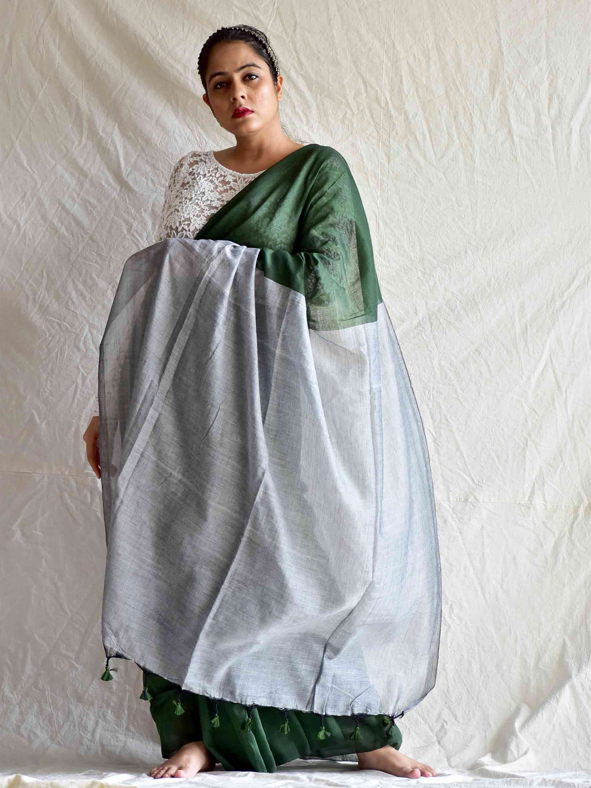 Dual shaded mul cotton saree