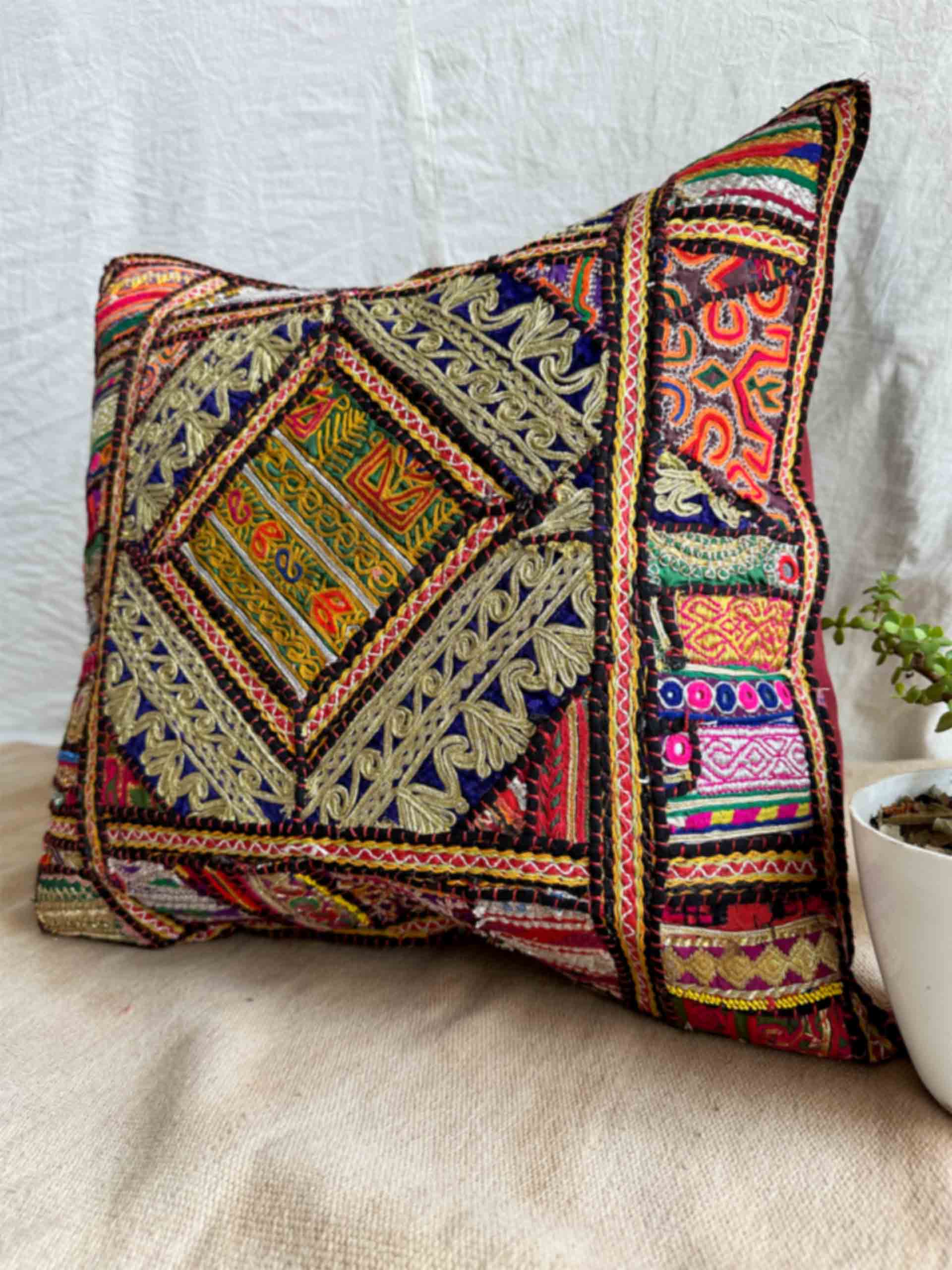 Kirti - hand embroidered cushion cover 18X18