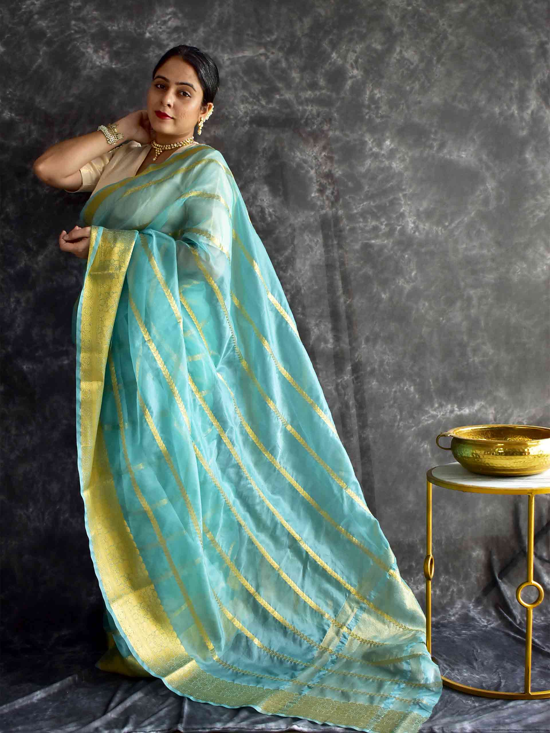 Light Sky Blue - silk saree