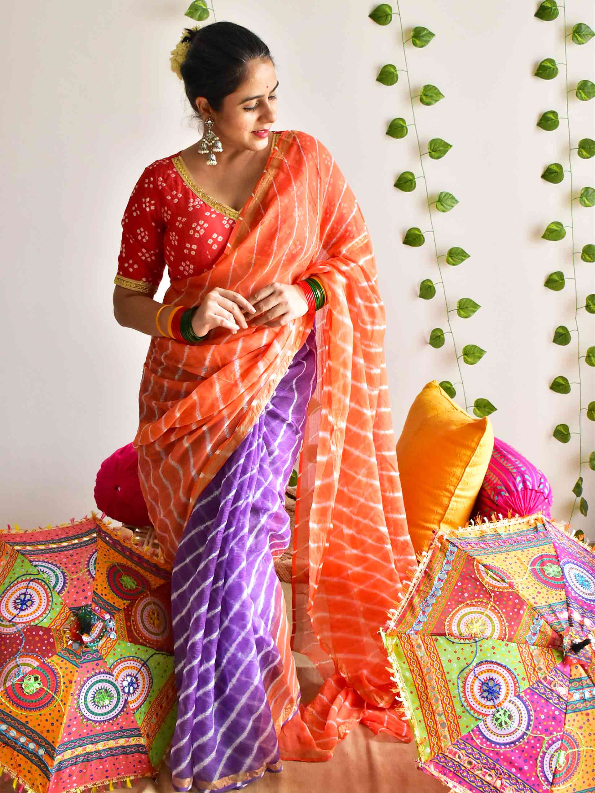 Hartalika - dual shaded leheriya Kota Saree
