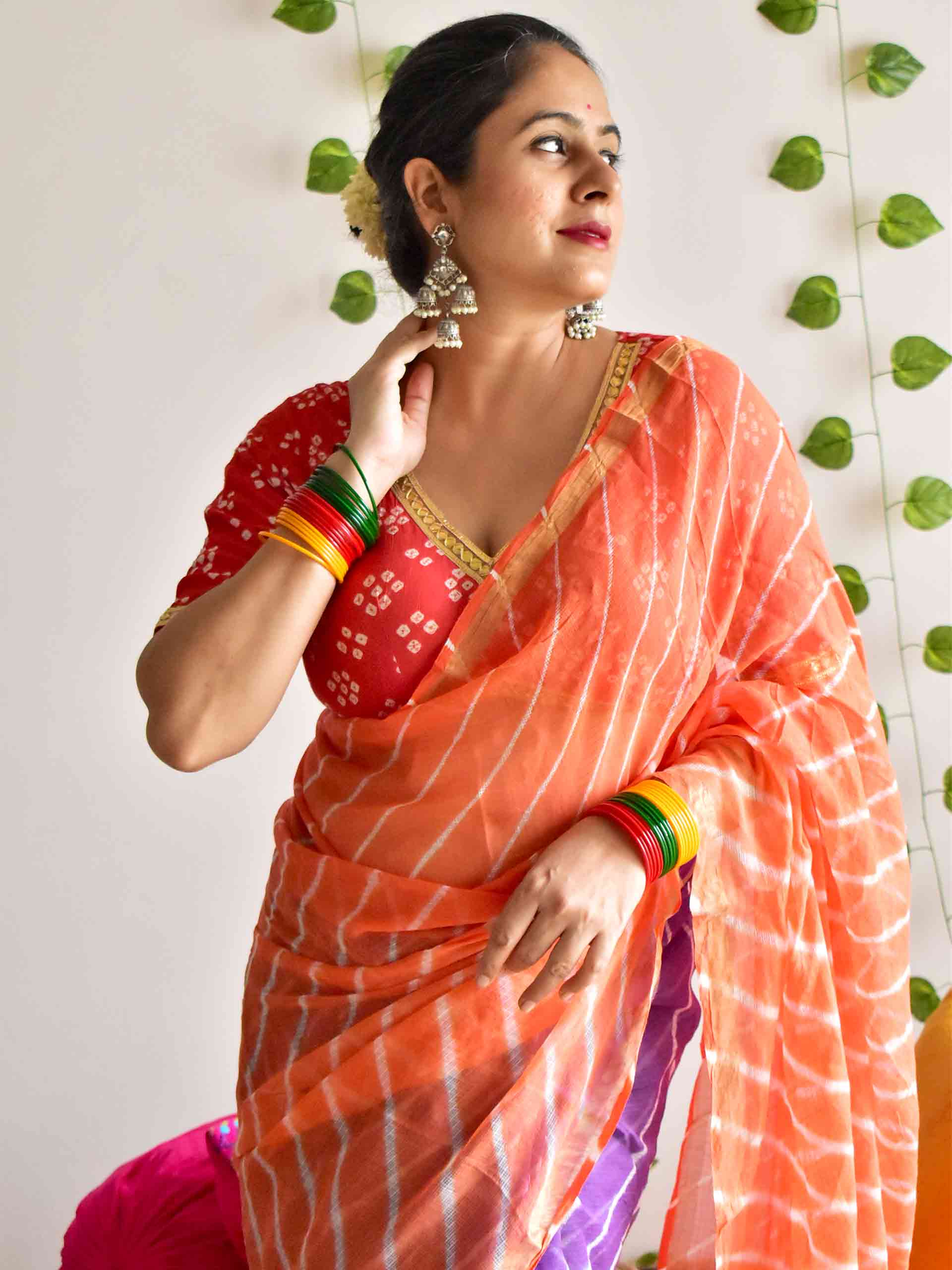 Hartalika - dual shaded leheriya Kota Saree
