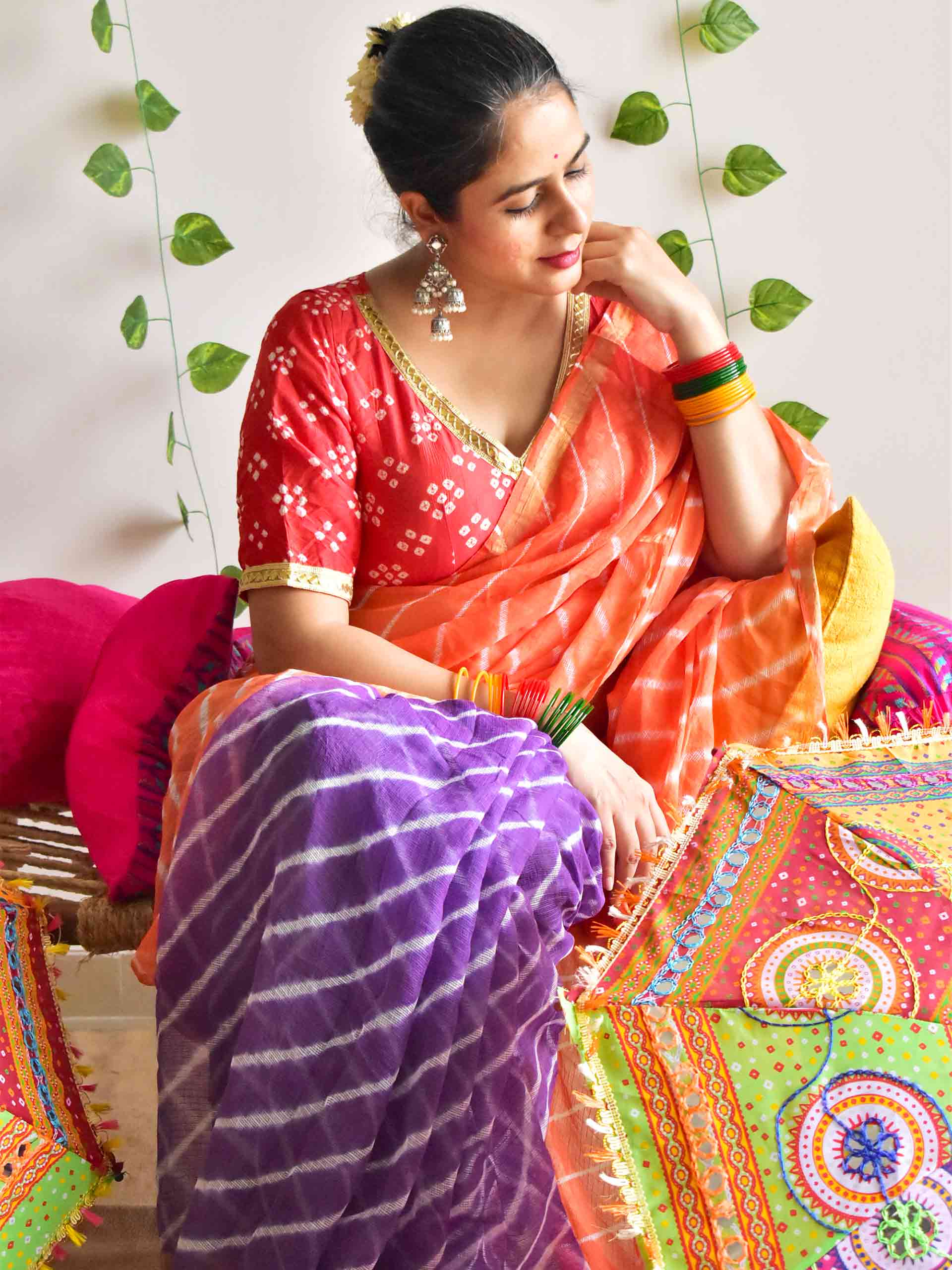 Hartalika - dual shaded leheriya Kota Saree
