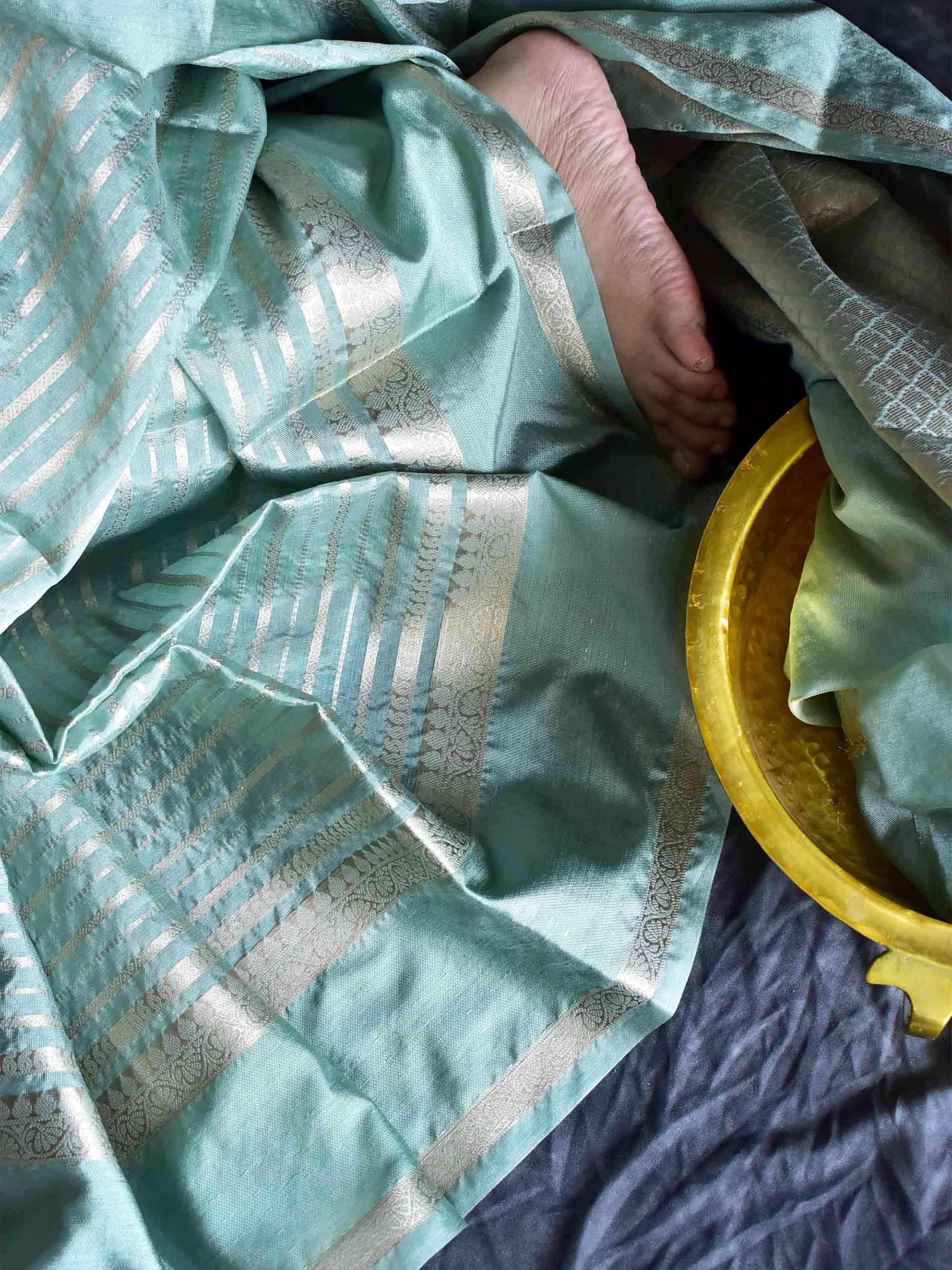 Pistachio - Chanderi silk saree