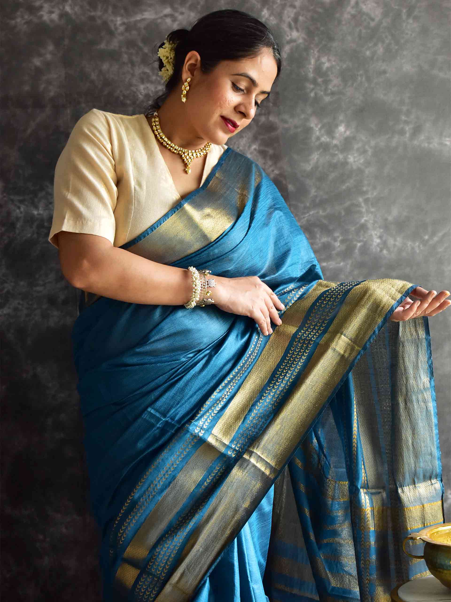 Blue - silk saree