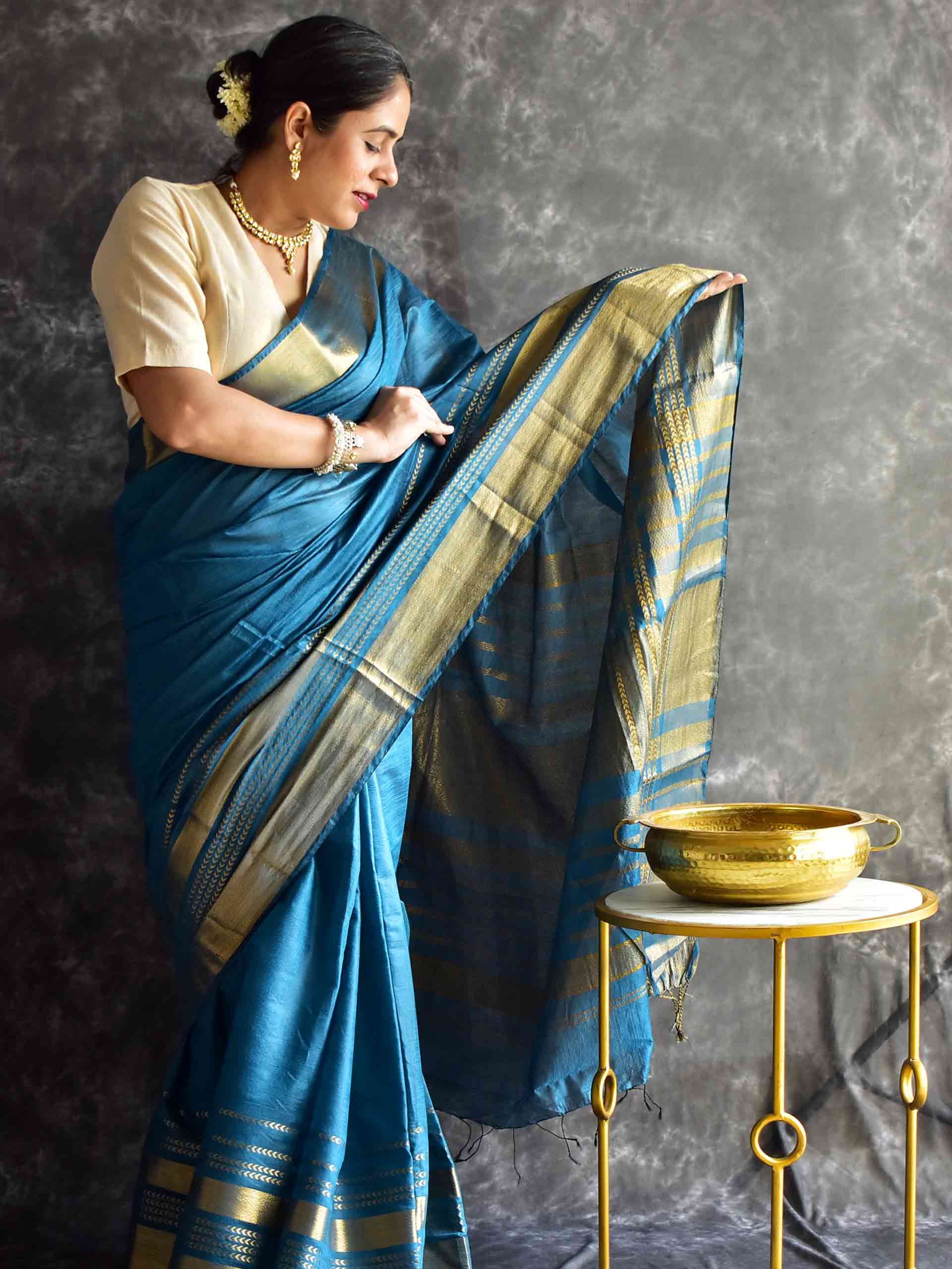 Blue - silk saree
